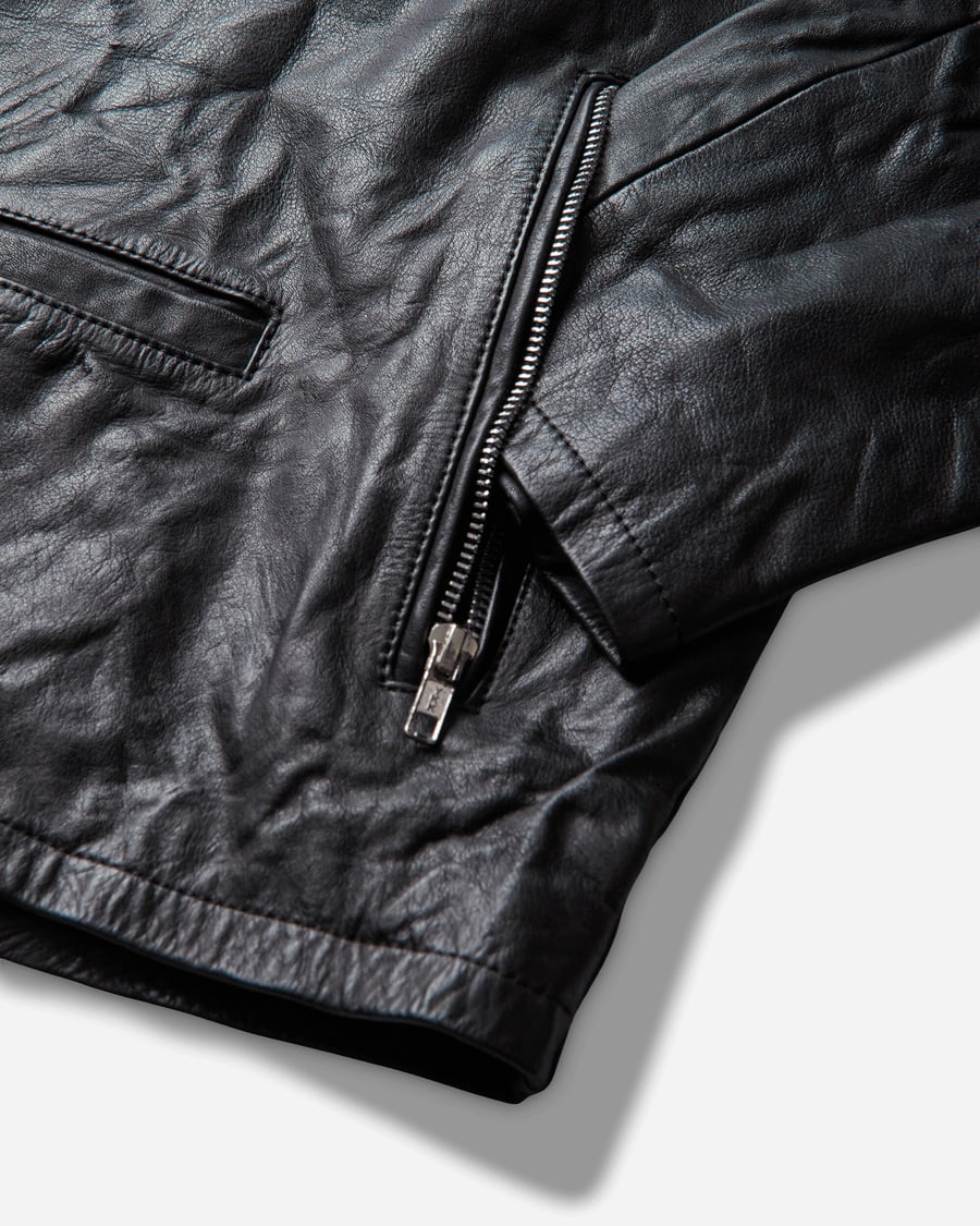 Racer Worldwide Men's Biker Leather Jacket Black, view 4