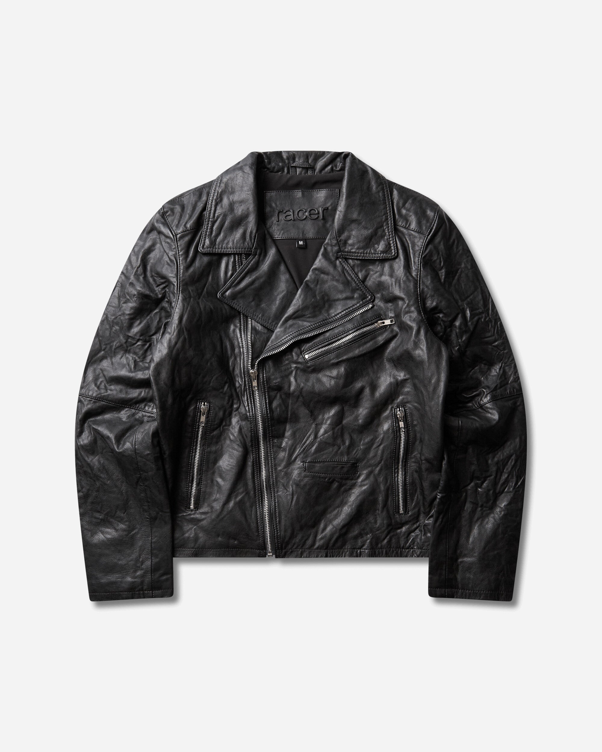 Racer Worldwide Men's Biker Leather Jacket Black