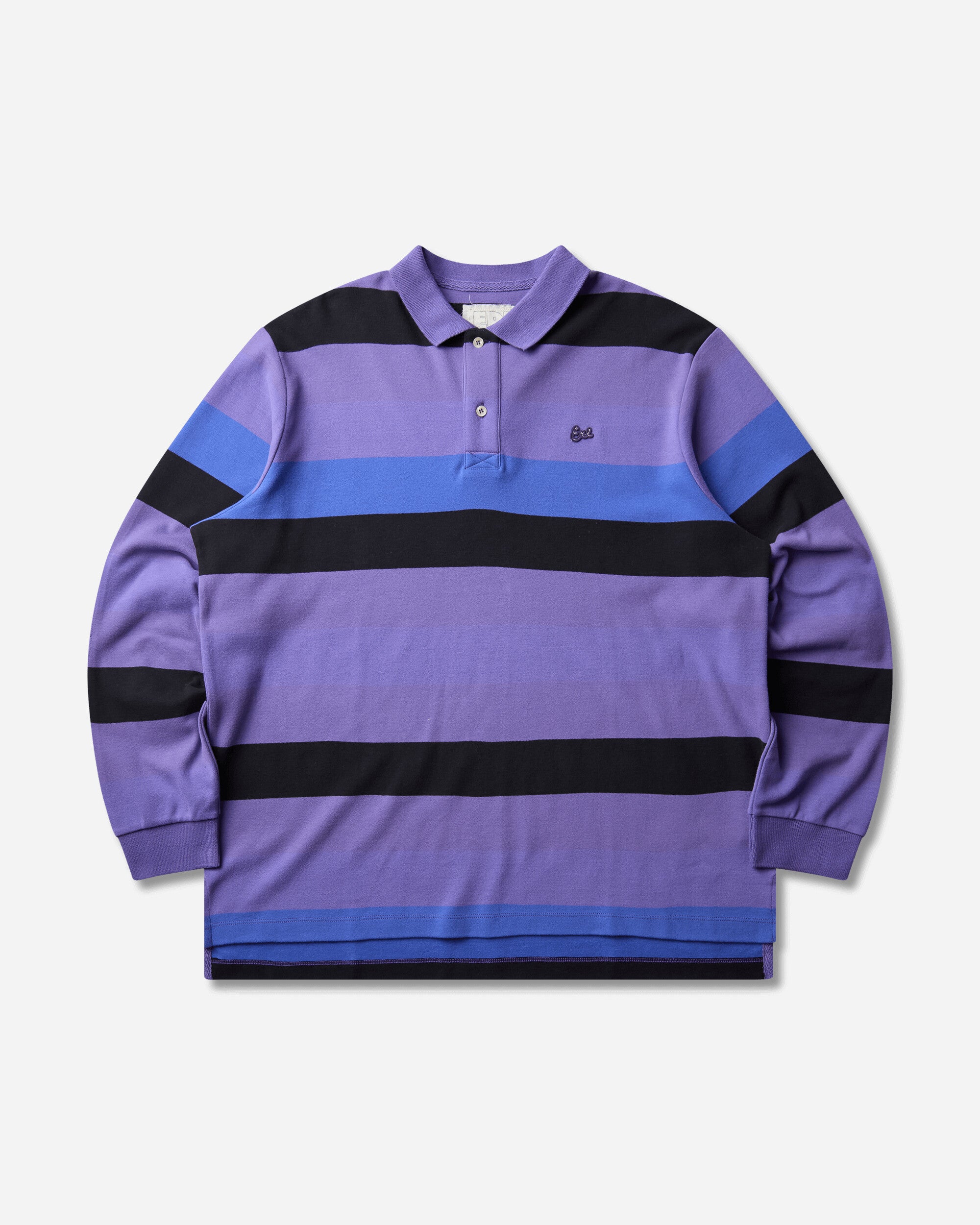 ERL Striped Longsleeve Rugby Polo Purple