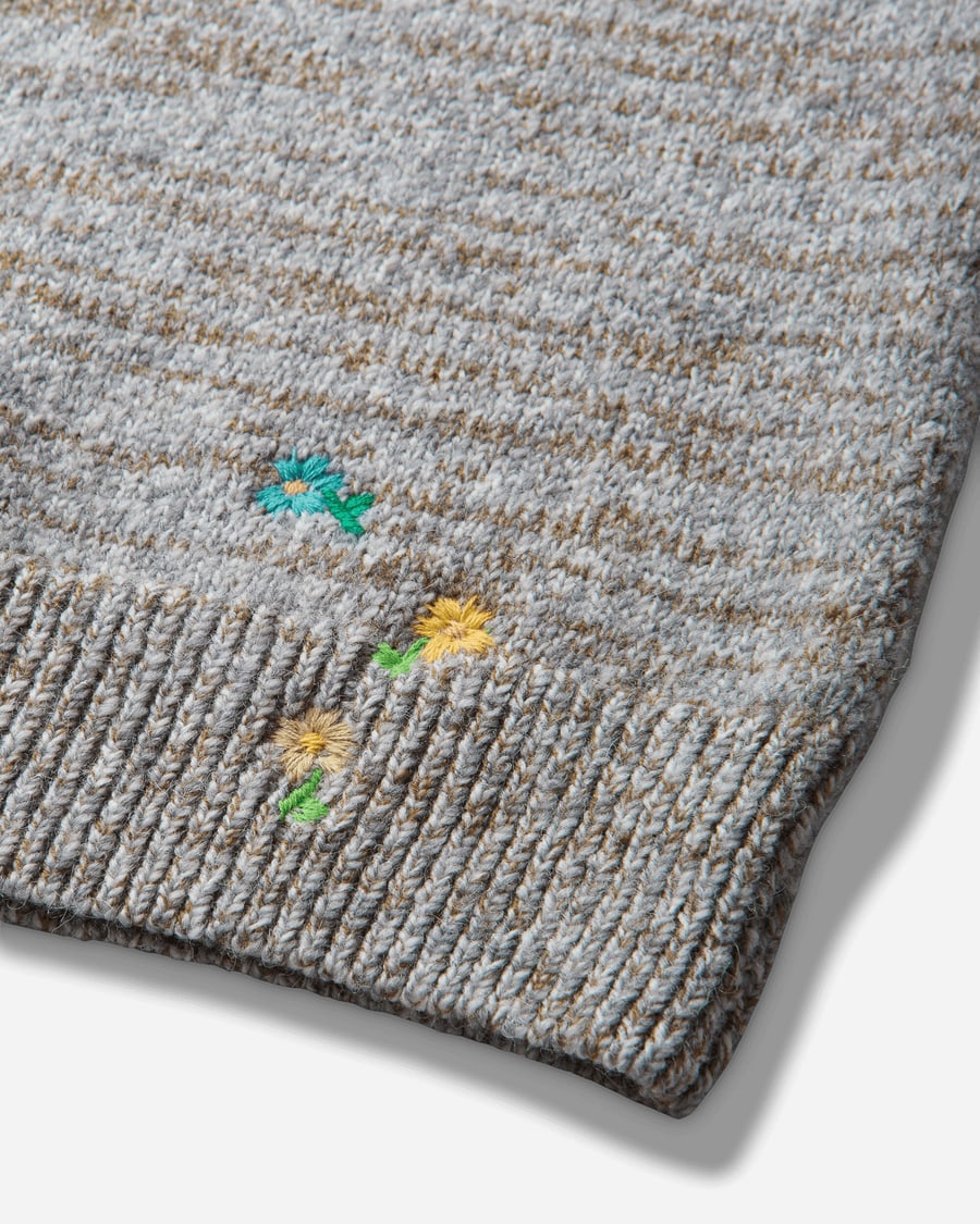 Dries Van Noten Men's Embroidered Wool Sleeveless Sweater Light Grey, view 4