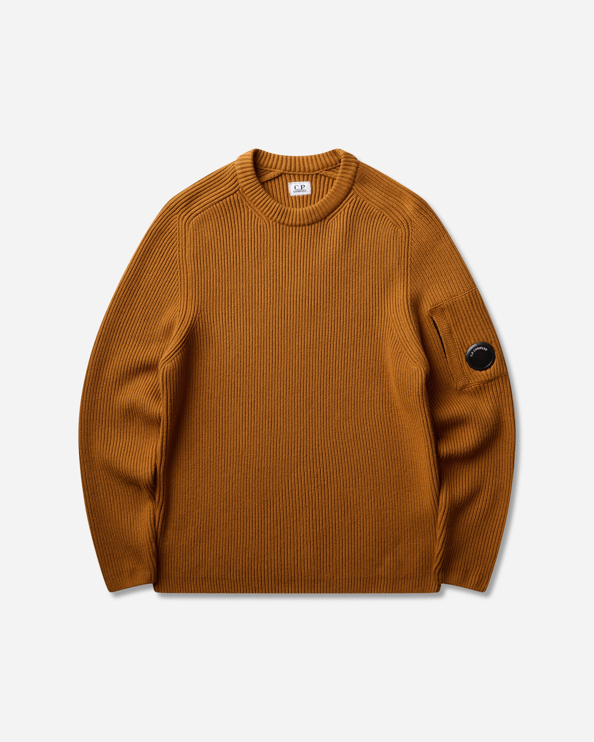 C.P. Company Men's Full Rib Crewneck Sweater Buck Thorn Brown