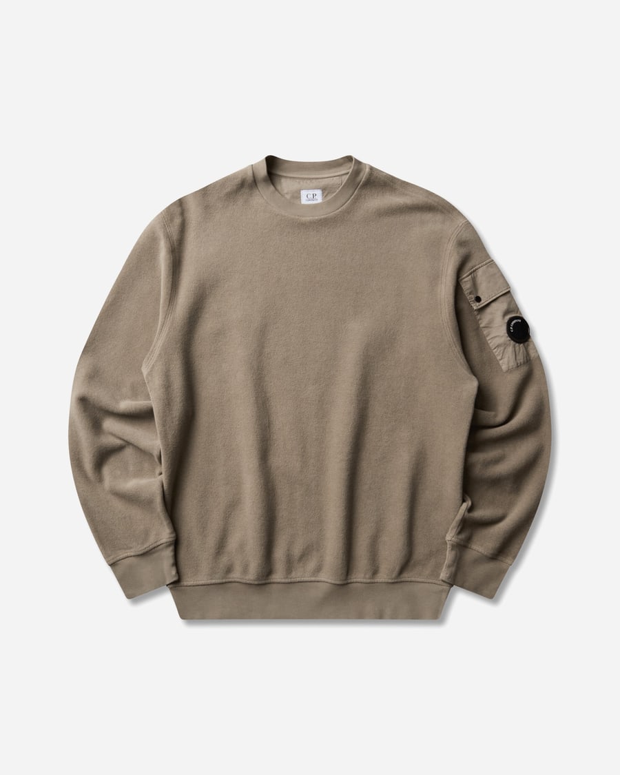 C.P. Company Men's Brushed and Emerized Diagonal Fleece Crewneck Sweatshirt Fallen Rock