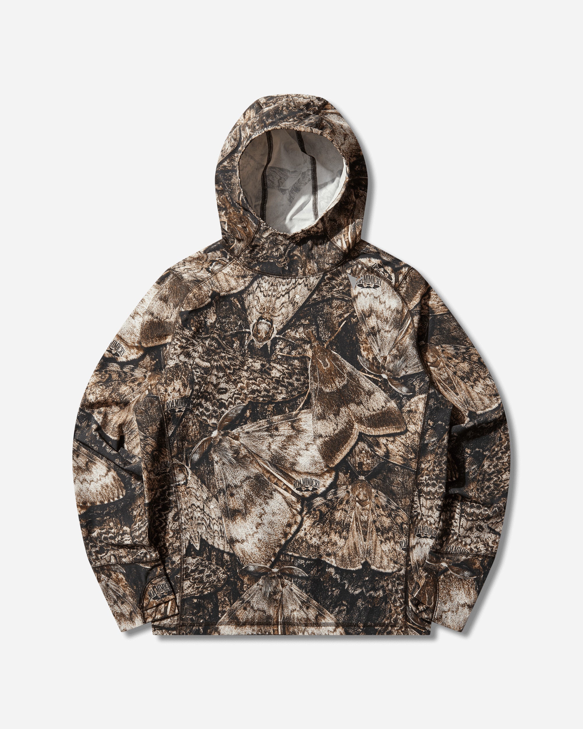 ROA Men's Lio UPF 50+ Baselayer Moth Print Long Sleeve Hoodie Brown