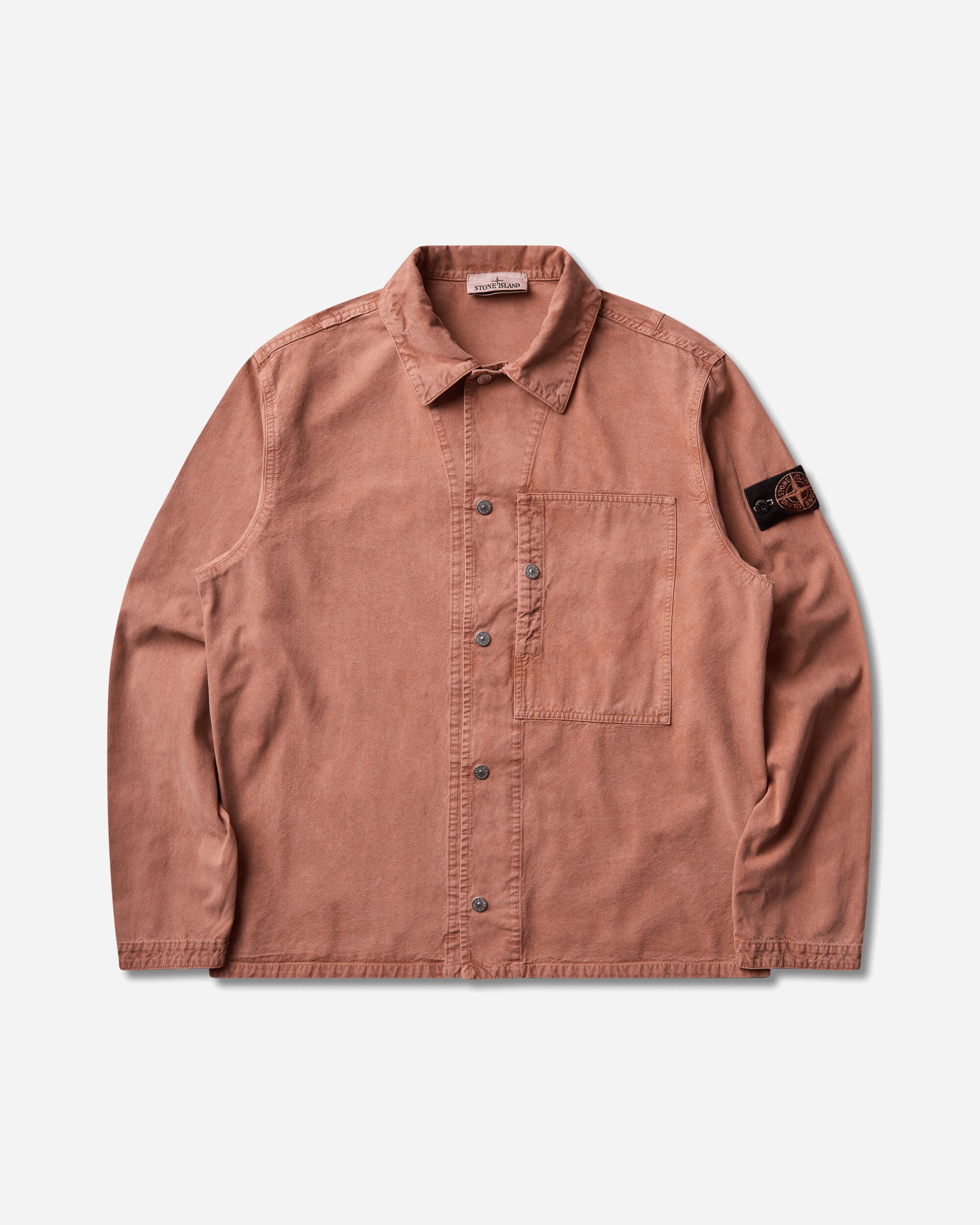 Stone Island Men's Mineral Dyed Panama Cotton Overshirt Brick Red