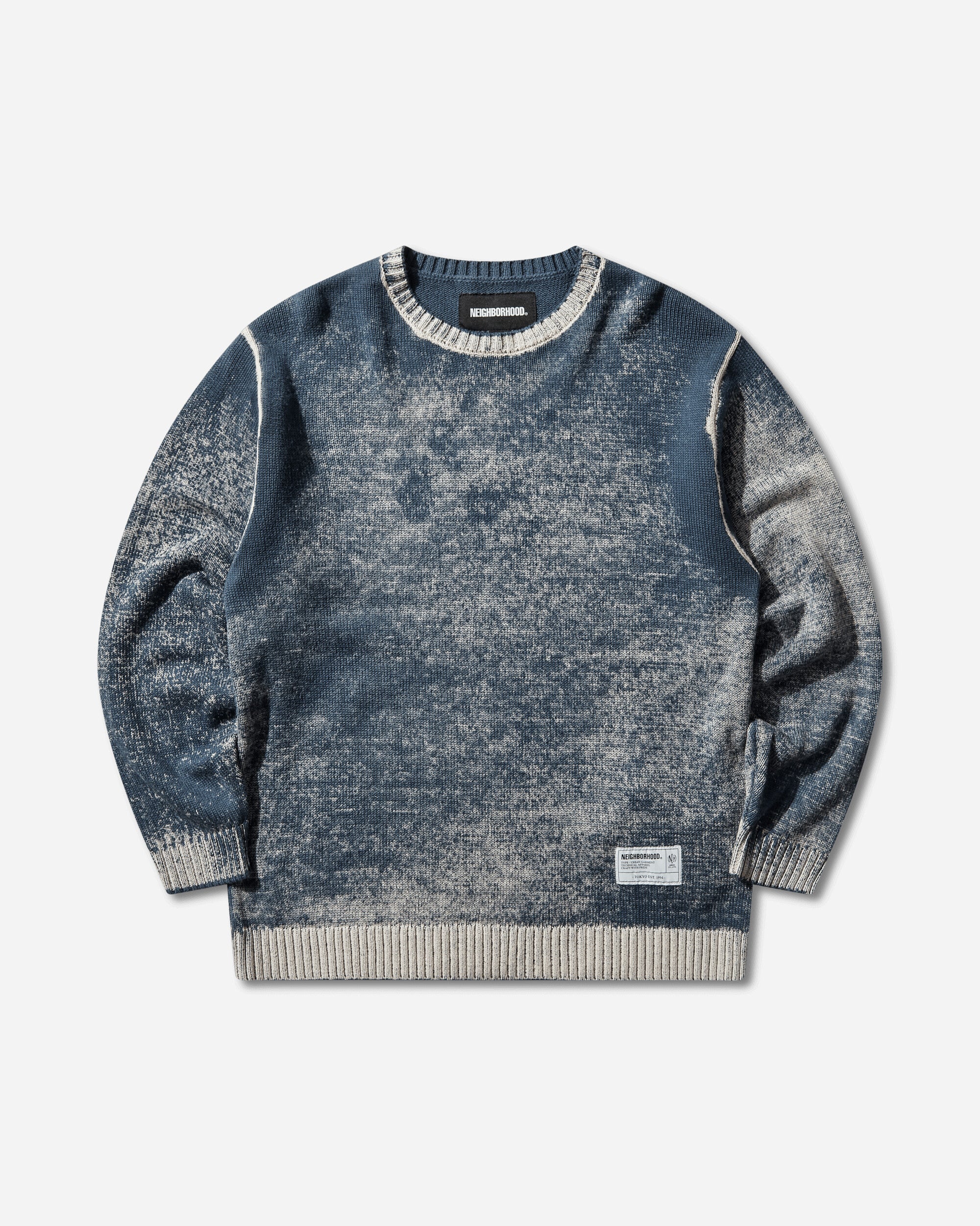 Neighborhood Men's Pigment Bleed Crewneck Sweater Navy