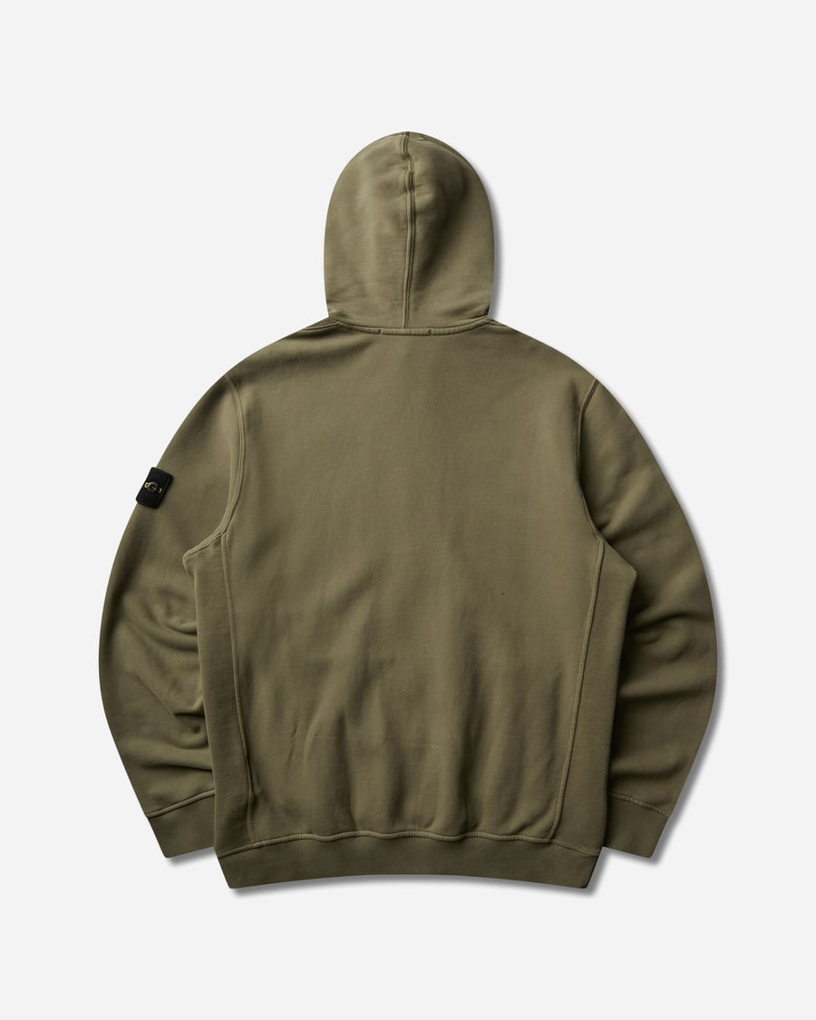 Stone Island Men's Organic Cotton Fleece Zip Hoodie Military Green, view 2