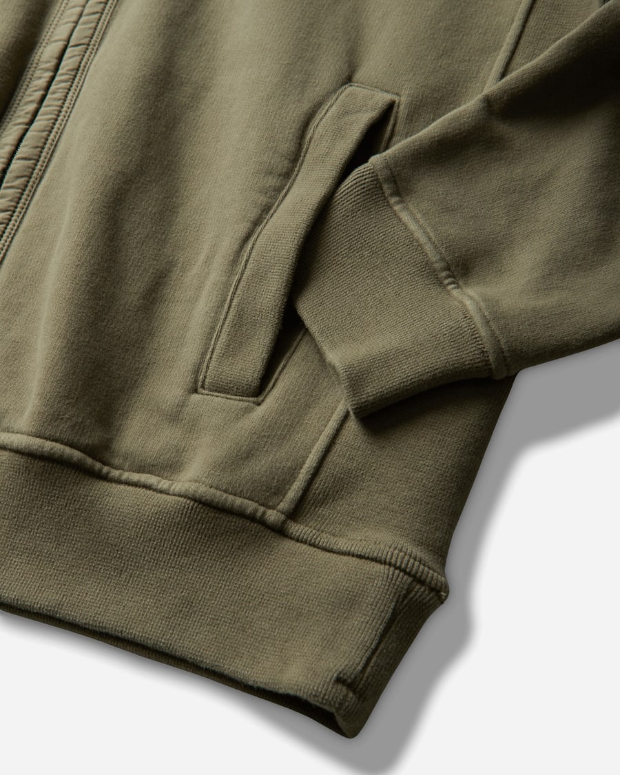 Stone Island Men's Organic Cotton Fleece Zip Hoodie Military Green, view 3