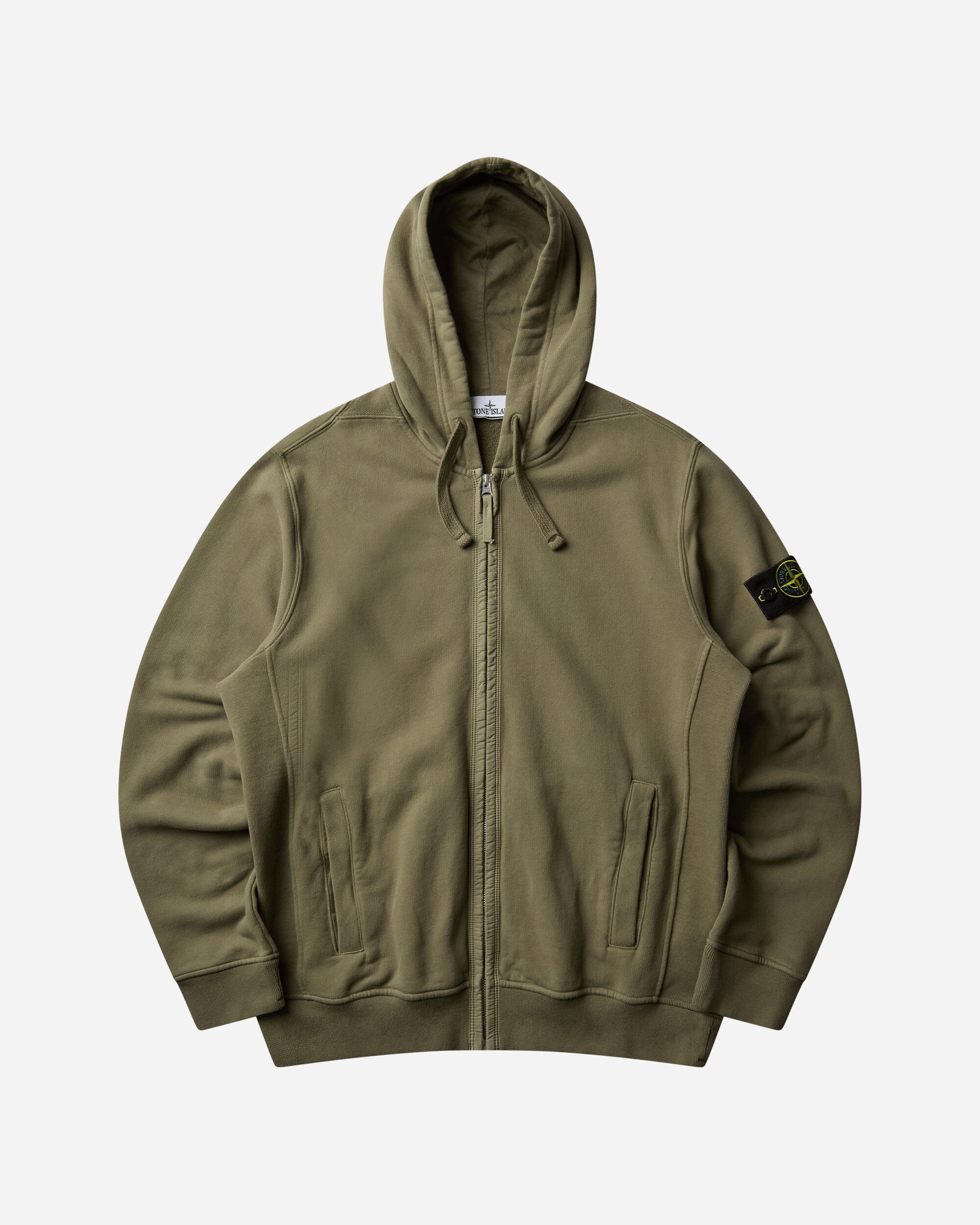 Stone Island Men's Organic Cotton Fleece Zip Hoodie Military Green