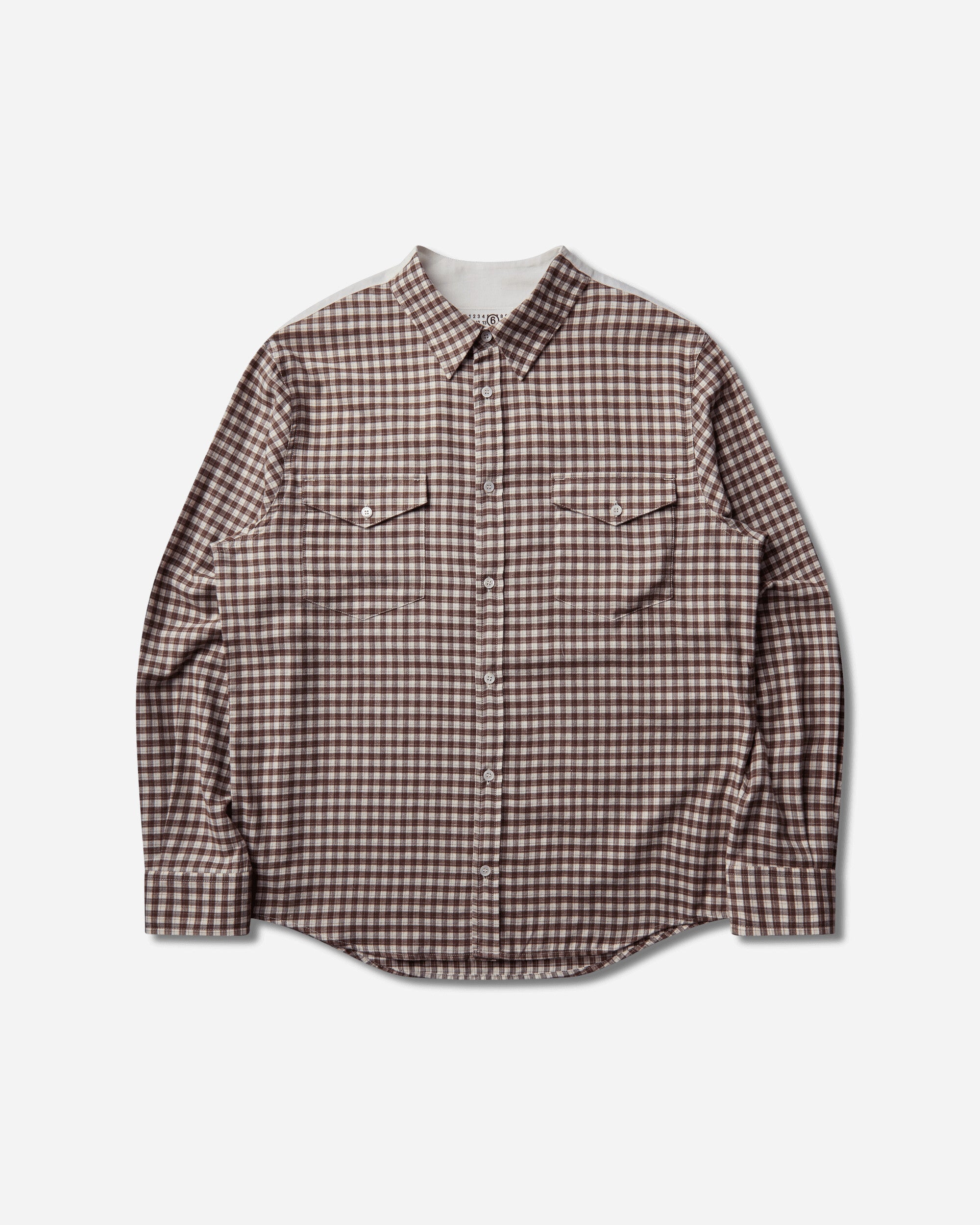 MM6 Maison Margiela Men's Checkered Flannel Shirt Brown / Off White