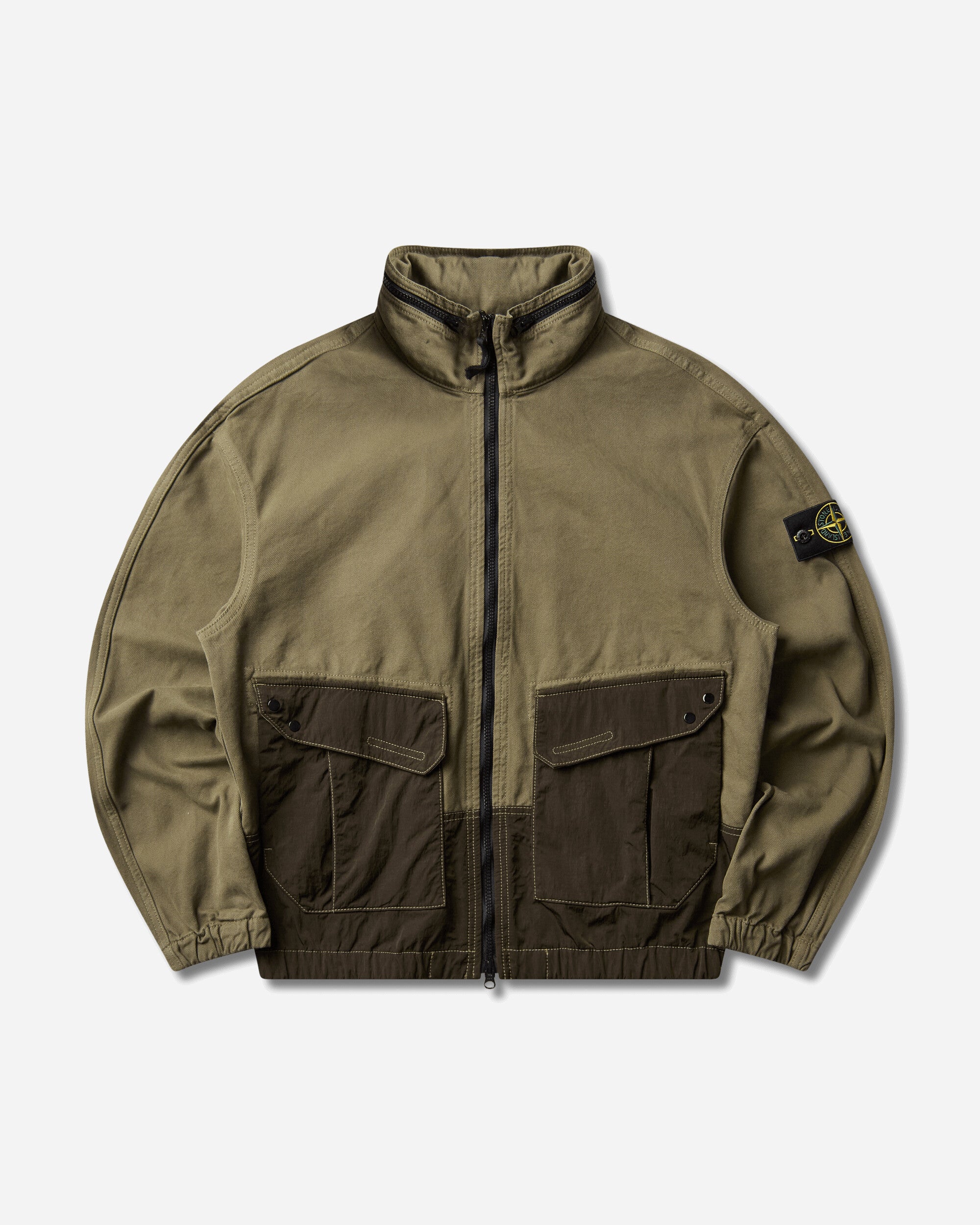 Stone Island Men's Organic Panama Cotton + Nylon Overshirt Military Green