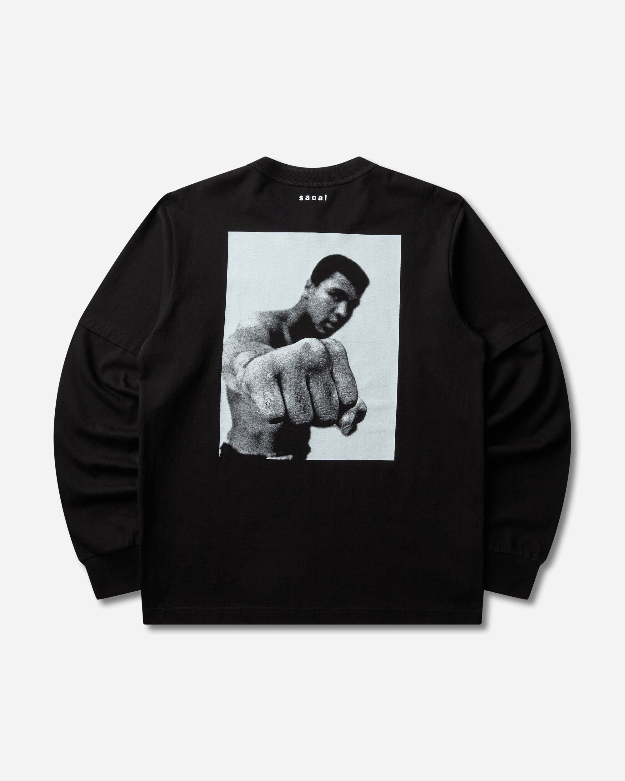 sacai Men's Muhammad Ali Longsleeve T-Shirt Black, view 2