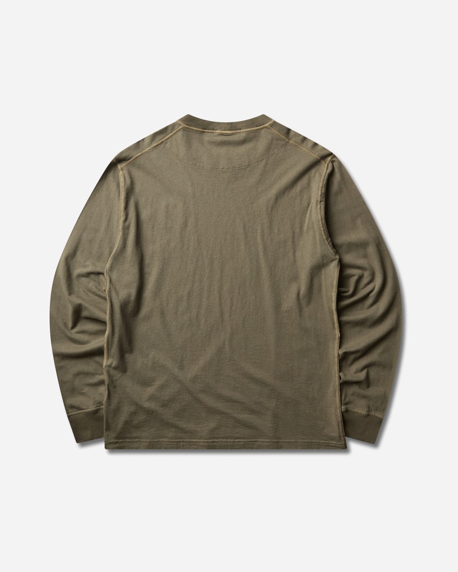 Stone Island Men's Organic Cotton Jersey 'FISSATO' Effect Longsleeve T-Shirt Military Green, view 2