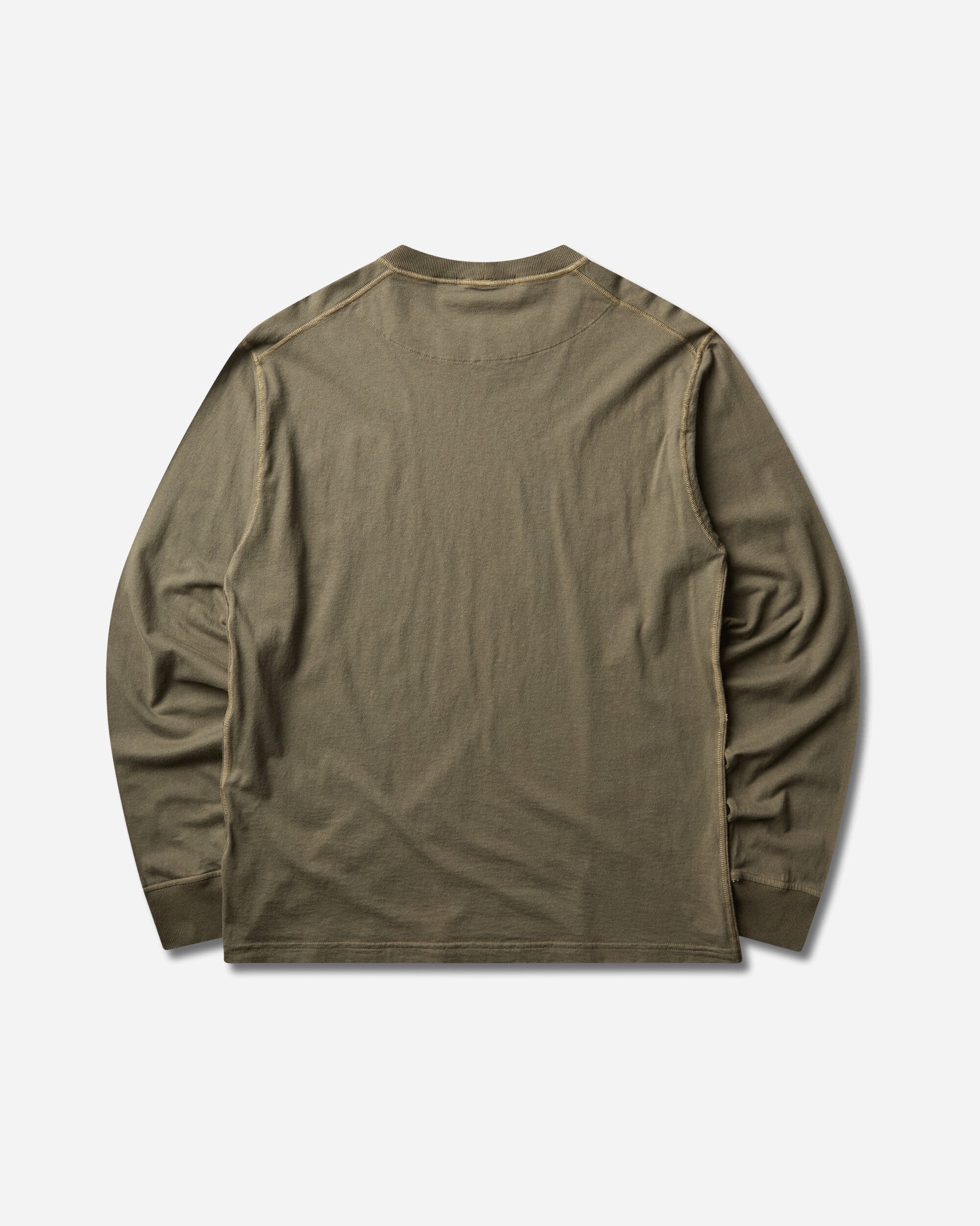 Stone Island Men's Organic Cotton Jersey 'FISSATO' Effect Longsleeve T-Shirt Military Green, view 2