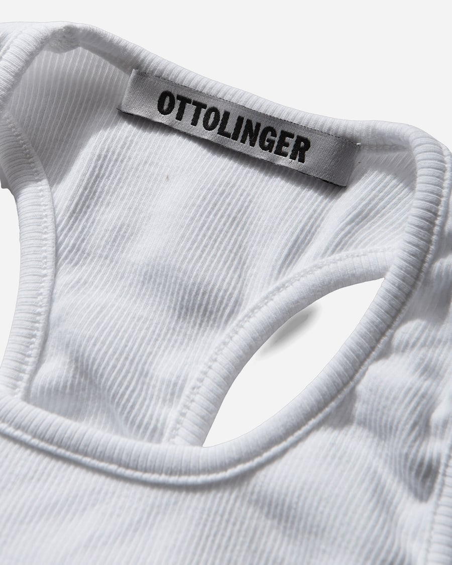 Ottolinger Women's Split Racerback Rib Tank Top White, view 4