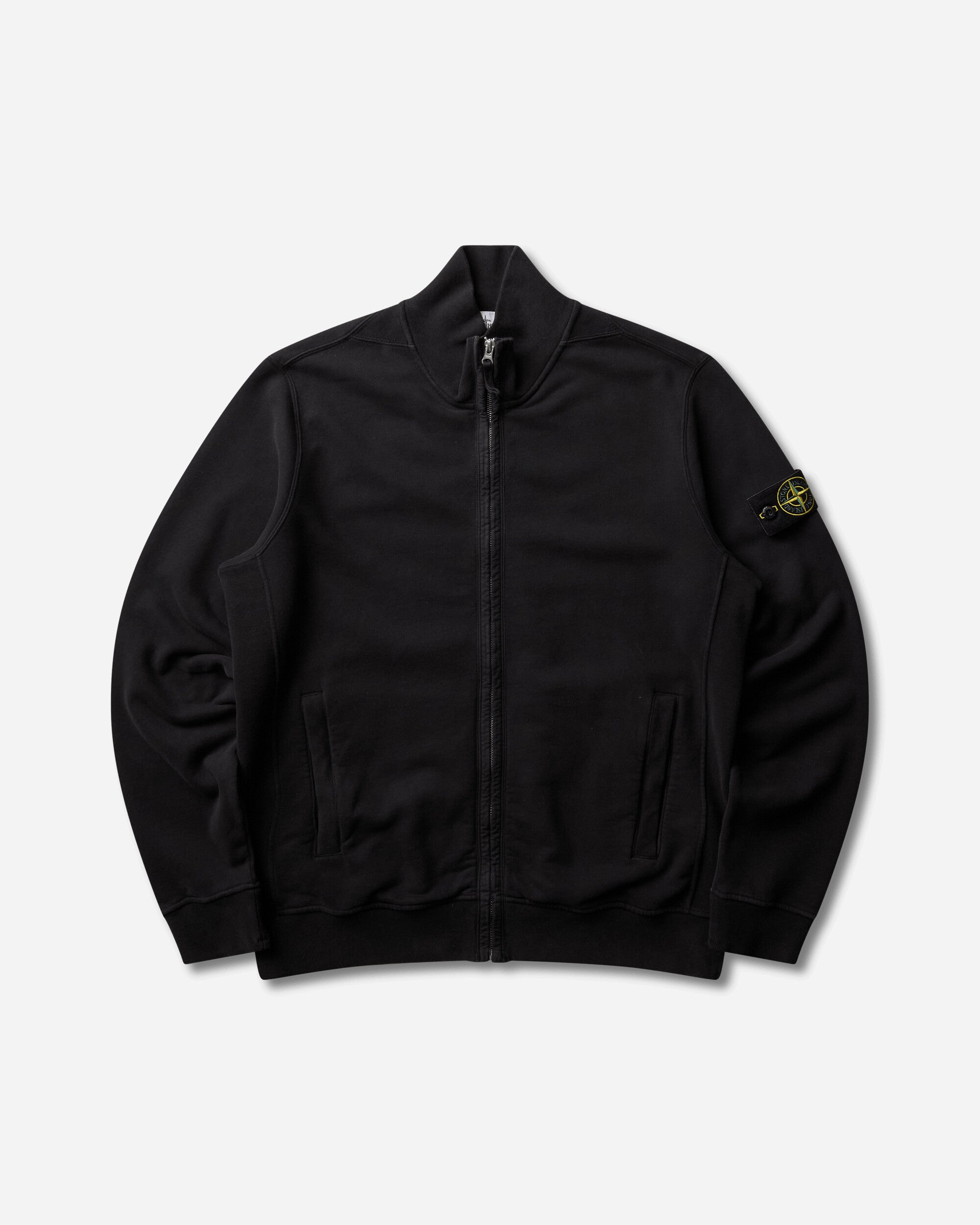 Stone Island Men's Organic Cotton Fleece Full-Zip Sweatshirt Black