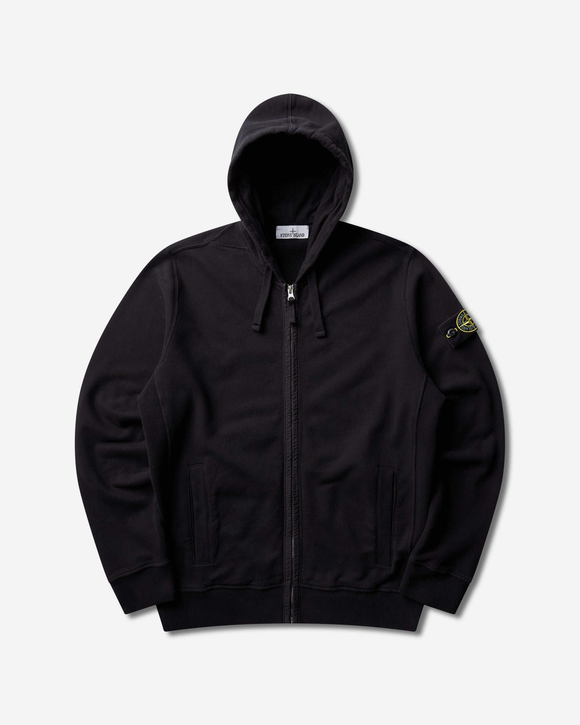 Stone Island Men's Organic Cotton Fleece Zip Hoodie Black