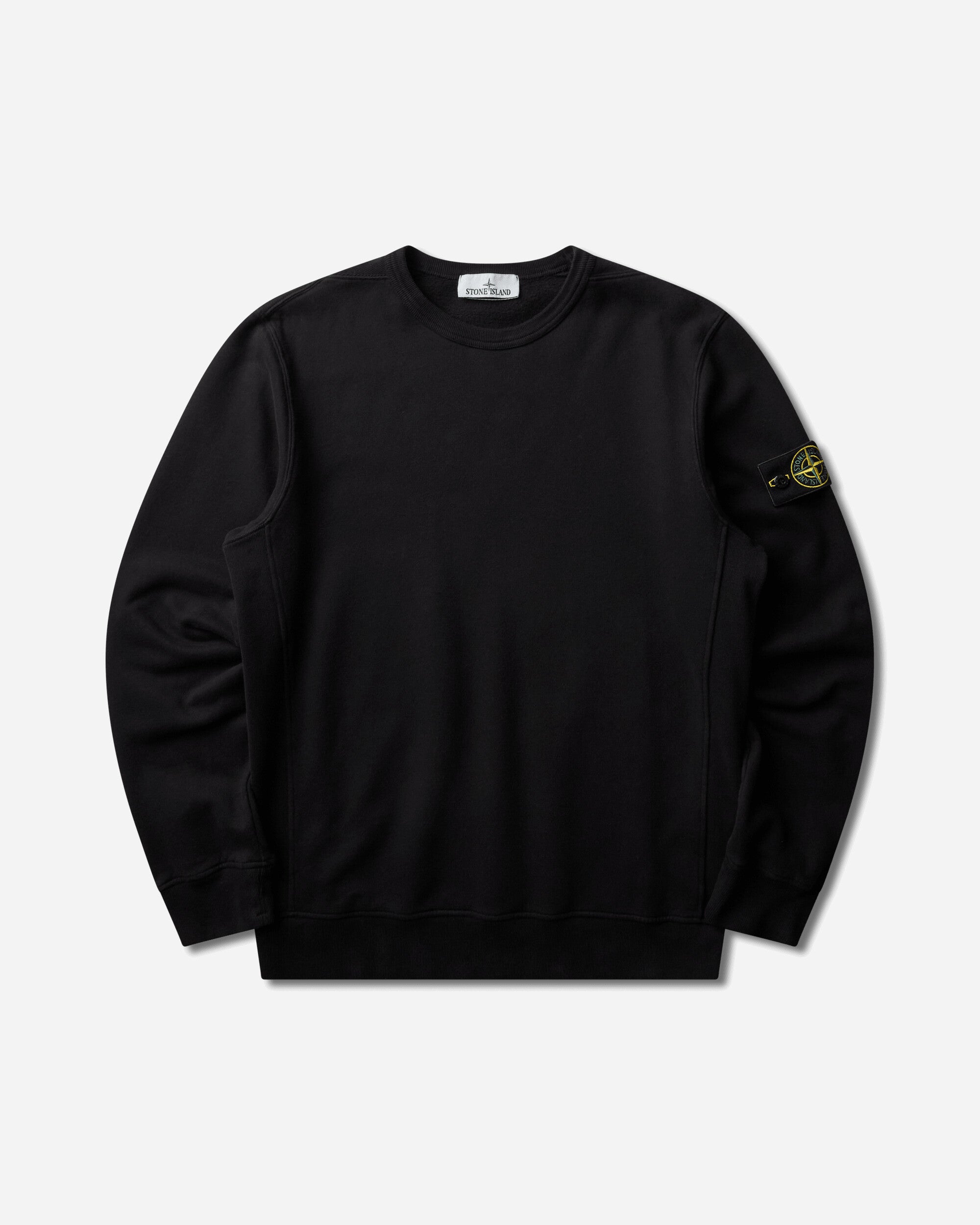 Stone Island Men's Organic Cotton Fleece Crewneck Sweatshirt Black