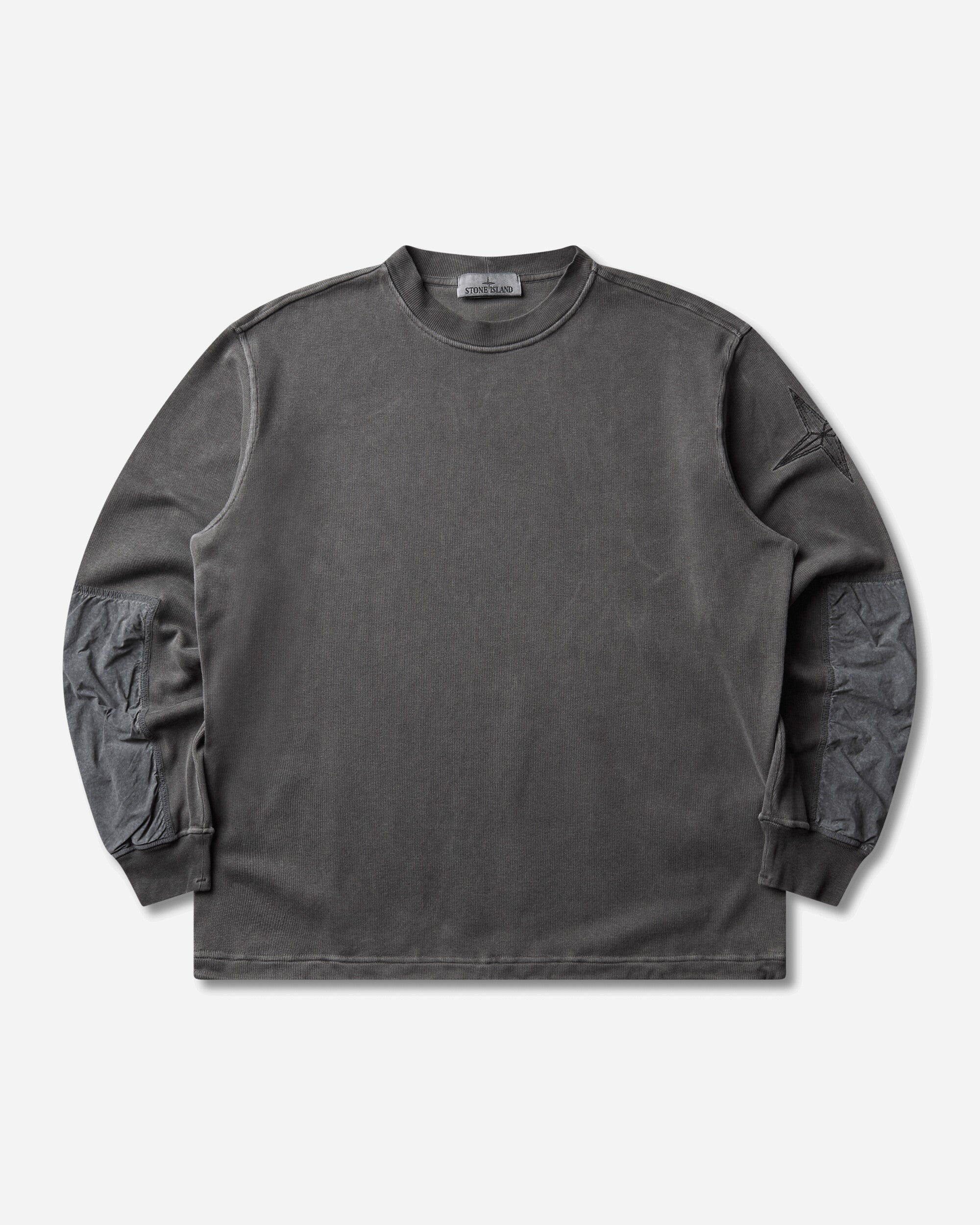 Stone Island Men's Uneven Pigment Dyed Vanisé Cotton Jersey Crewneck Sweatshirt Black