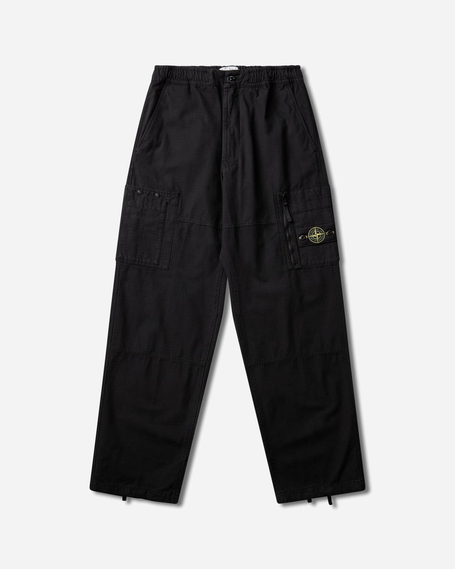 Stone Island Men's Organic Cotton Ripstop Cargo Pants Black