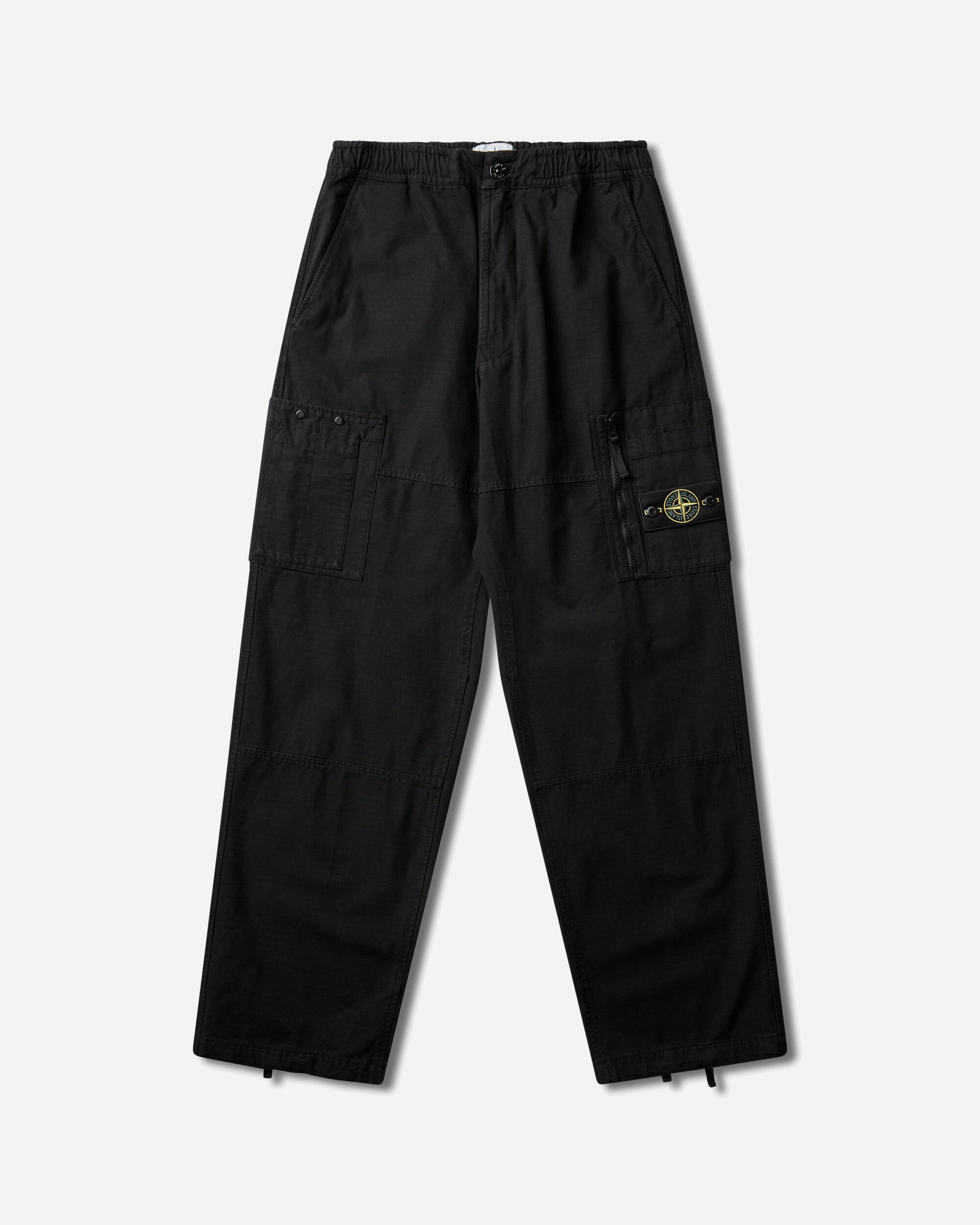 Stone Island Men's Organic Cotton Ripstop Cargo Pants Black