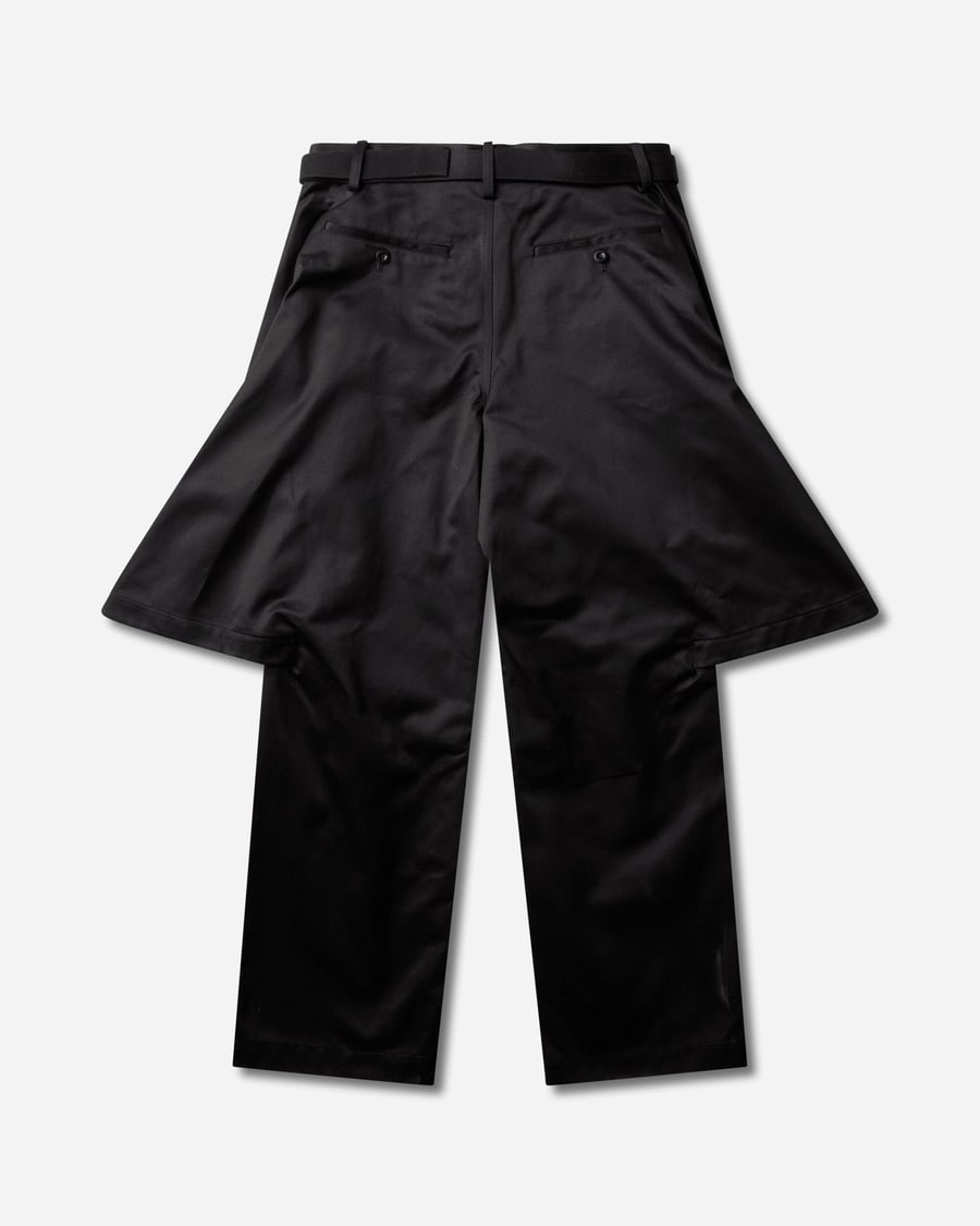sacai Men's Layered Cotton Chino Pants Black, view 2