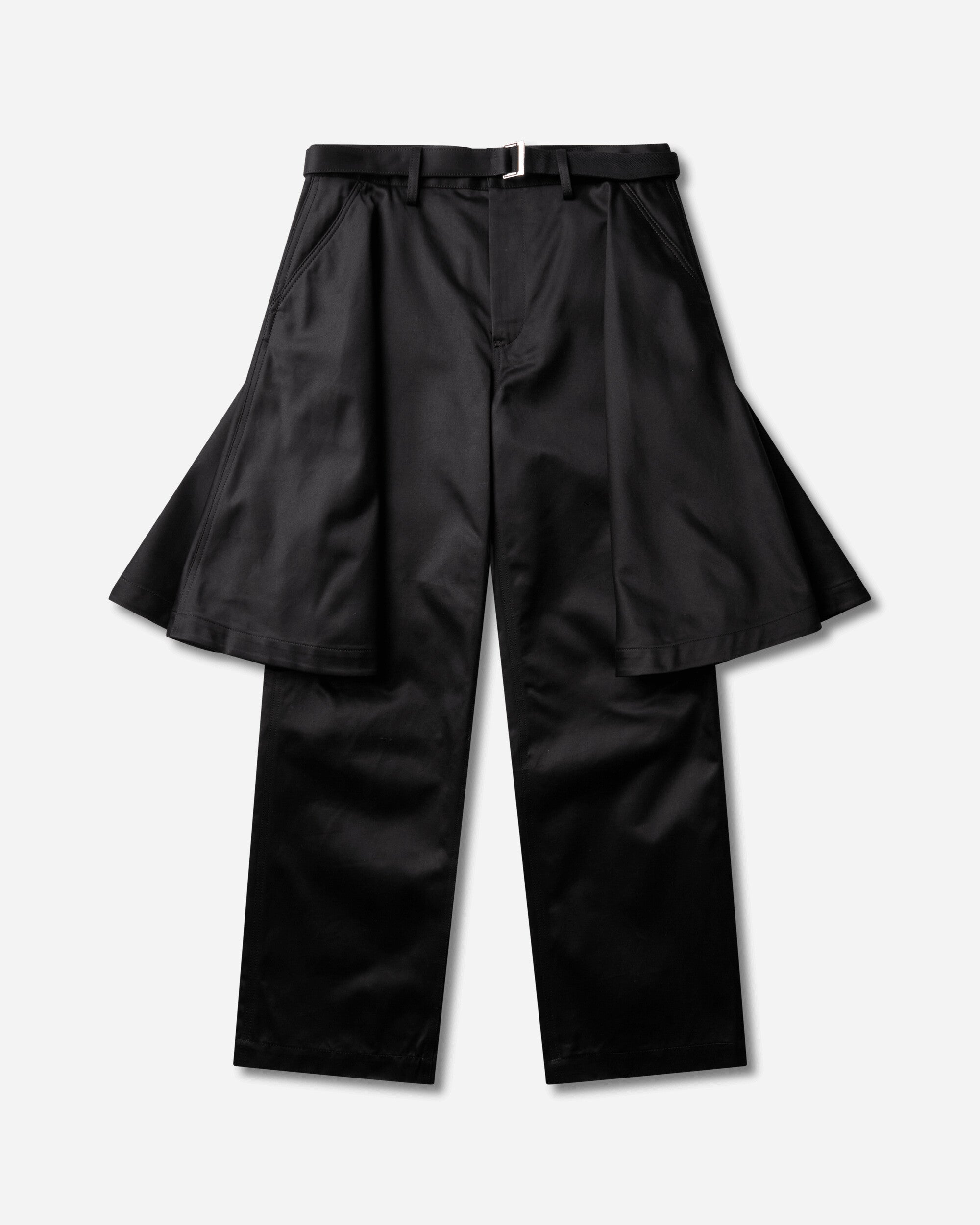 sacai Men's Layered Cotton Chino Pants Black