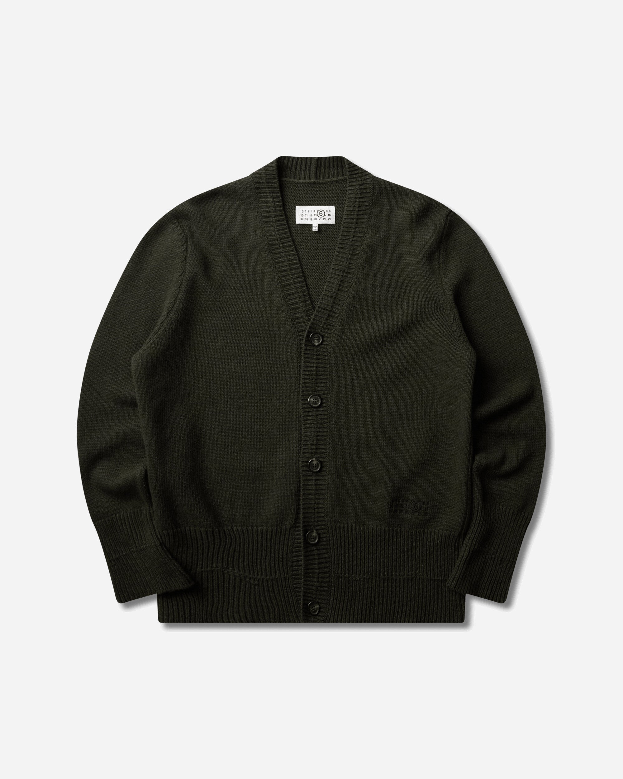 MM6 Maison Margiela Men's Wool V-Neck Cardigan Khaki