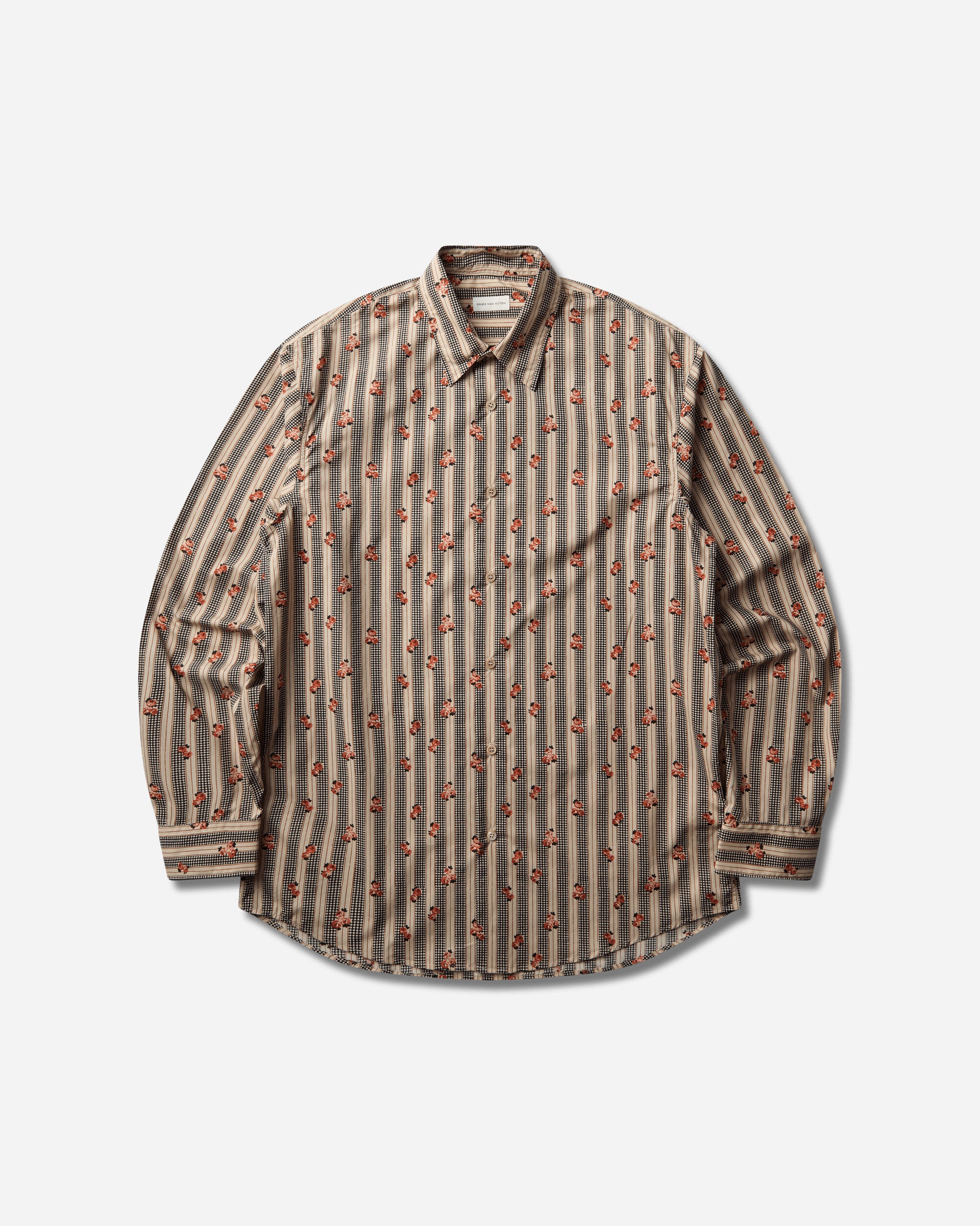 Dries Van Noten Men's Printed Cotton Shirt Beige