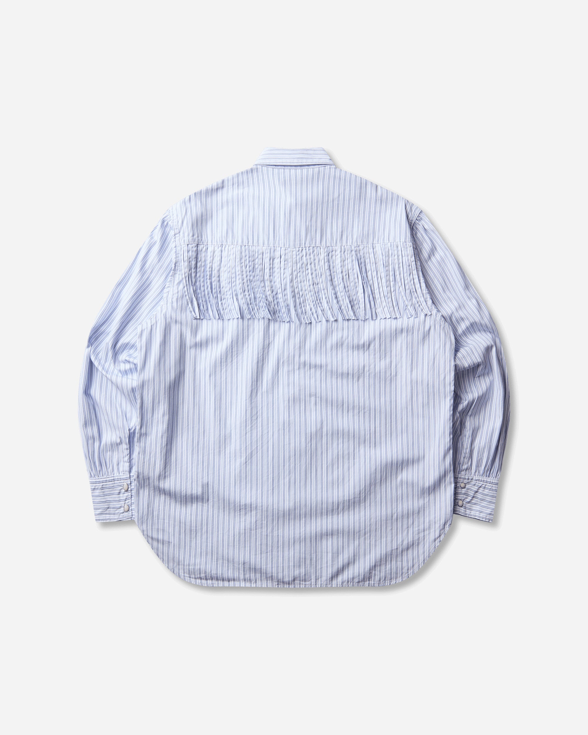 KAPITAL Men's Cotton Stripe Fringed Husky Western Shirt Big Border, view 2