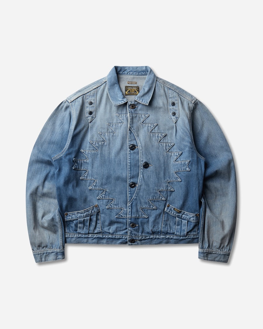 KAPITAL Men's 12oz Denim Santo Domingo Thunderbird Jacket (Processed) Washed Indigo