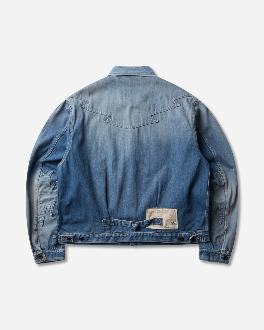 KAPITAL Men's 12oz Denim Santo Domingo Thunderbird Jacket (Processed) Washed Indigo, view 2