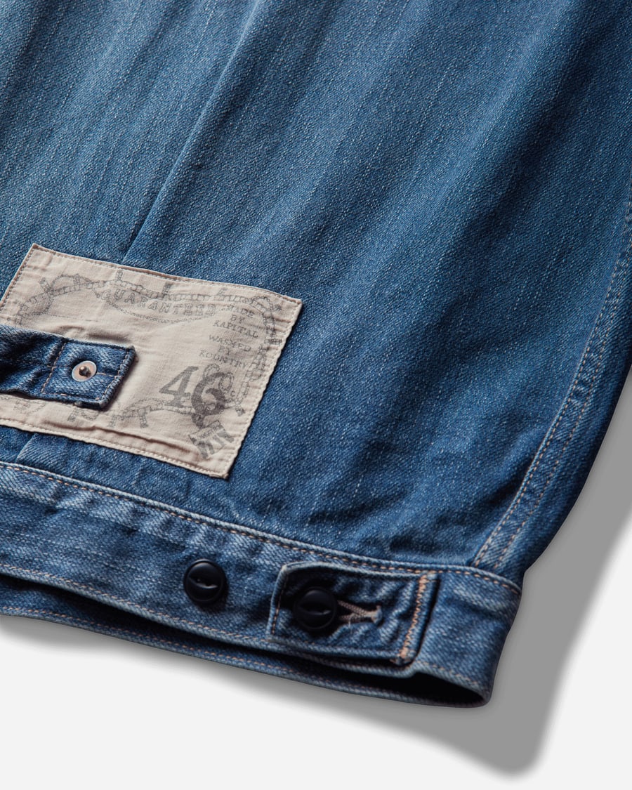 KAPITAL Men's 12oz Denim Santo Domingo Thunderbird Jacket (Processed) Washed Indigo, view 3