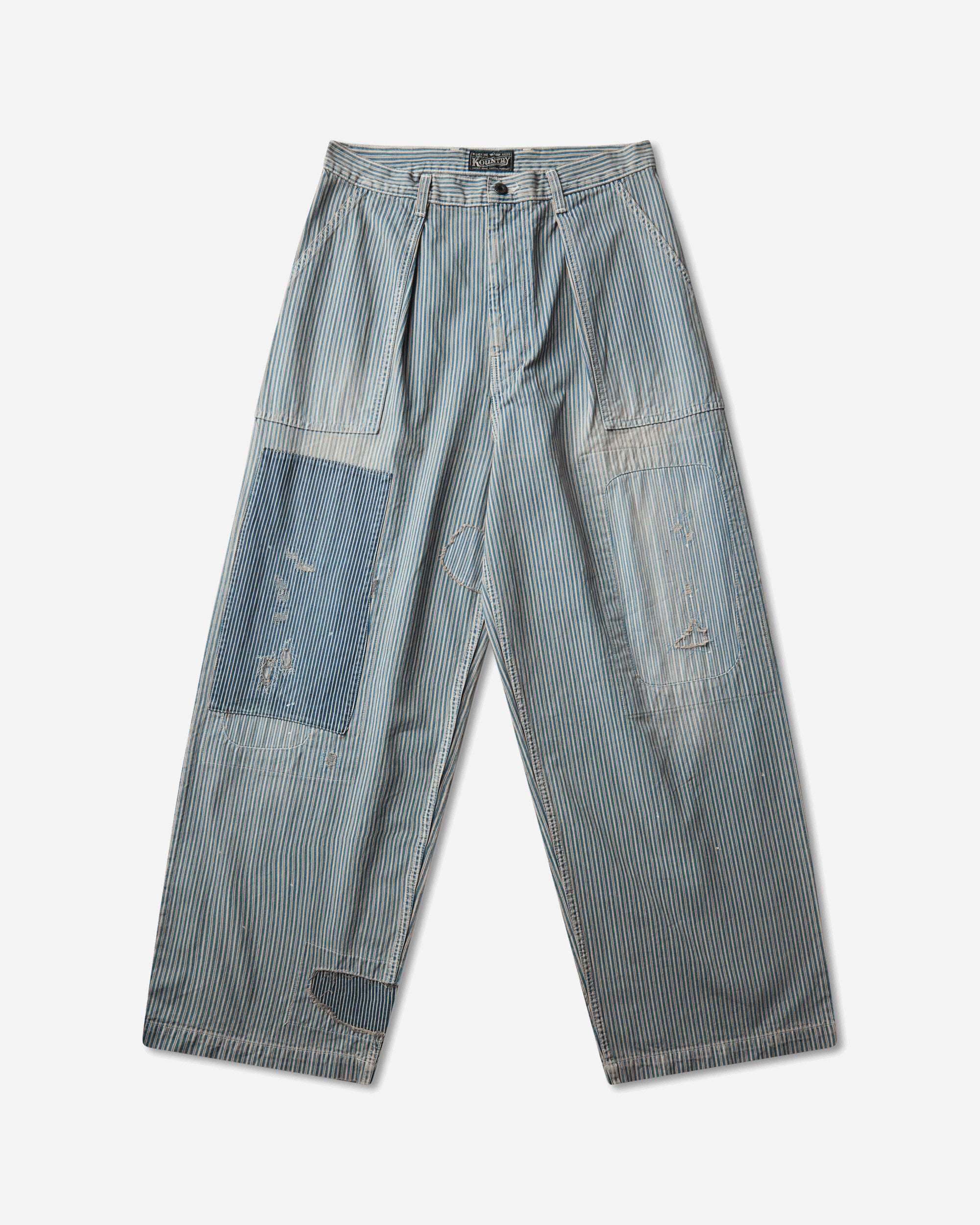 KAPITAL Men's Liberty Hickoree Fatigue Baggy Pants (Rushfiled Remake) Hickory Stripes