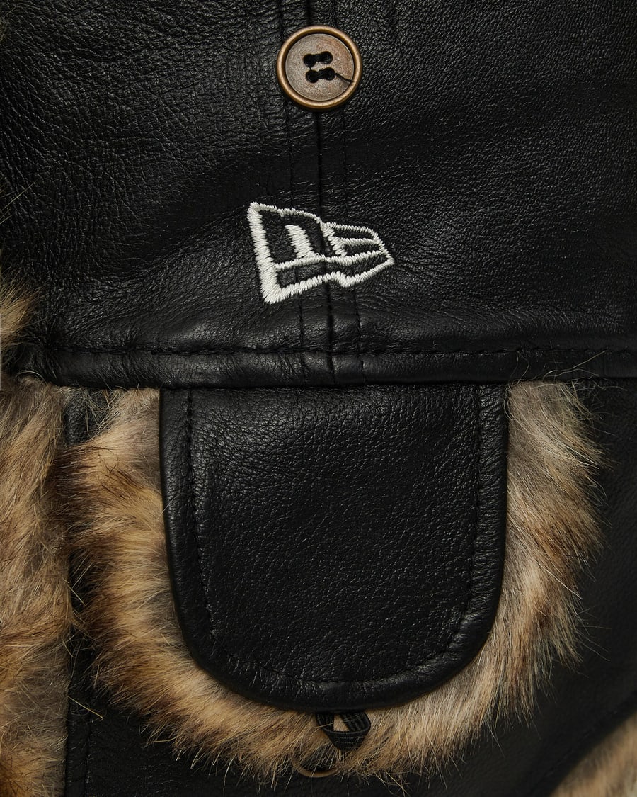 New Era Image Leather Trapper Hat Black, view 5