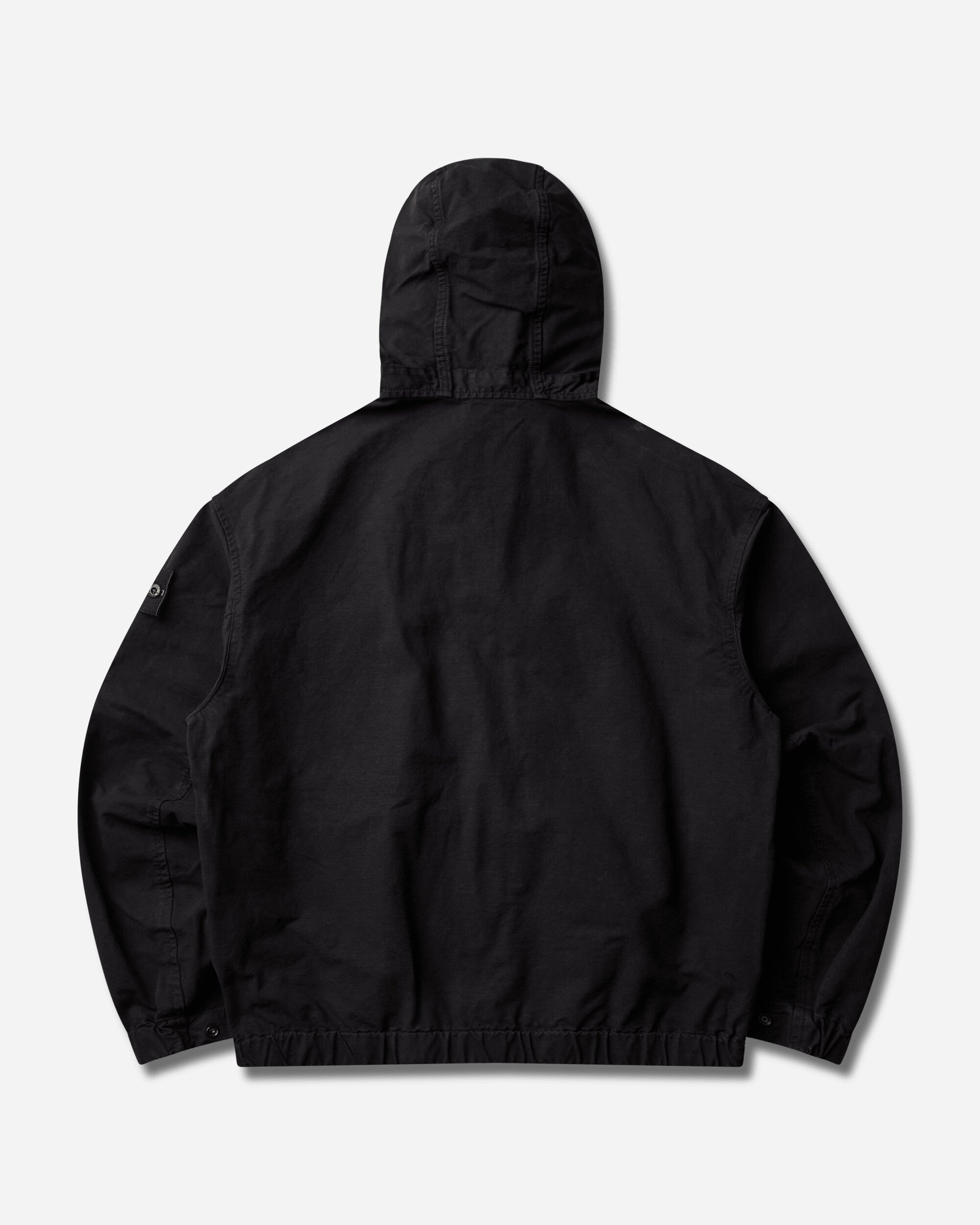 Stone Island Men's Organic Cotton Ripstop Hooded Overshirt Black, view 2
