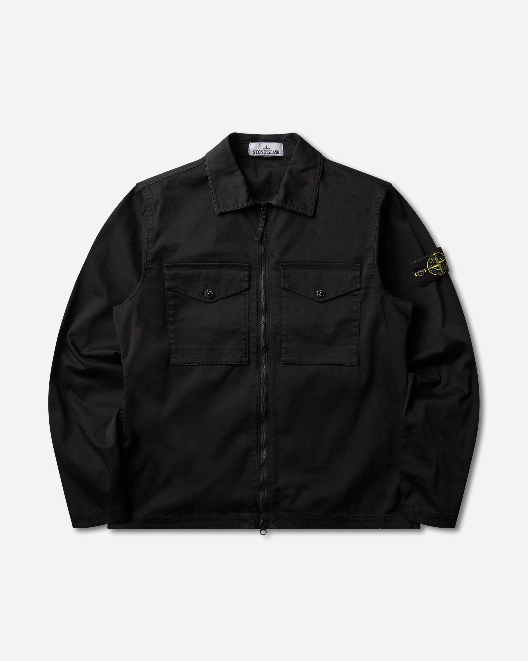 Stone Island Men's Panama Cotton 'OLD' Effect Overshirt Black