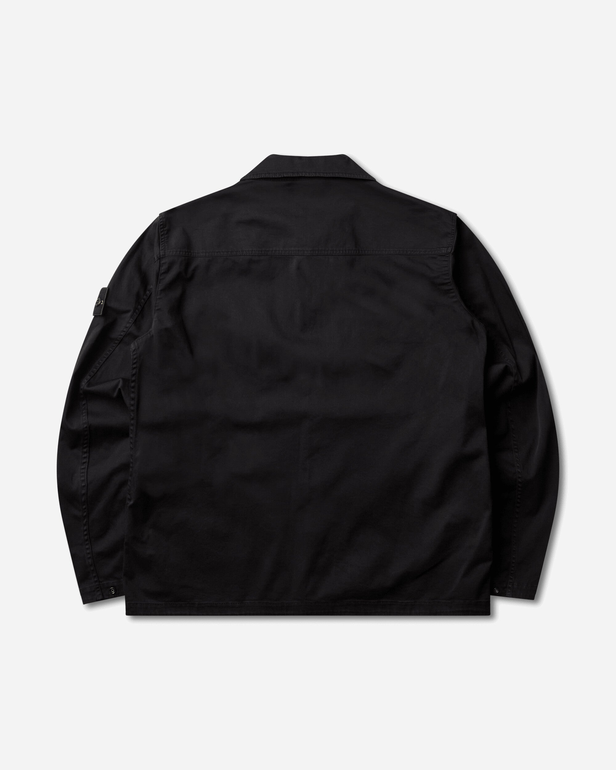 Stone Island Men's Panama Cotton 'OLD' Effect Overshirt Black, view 2