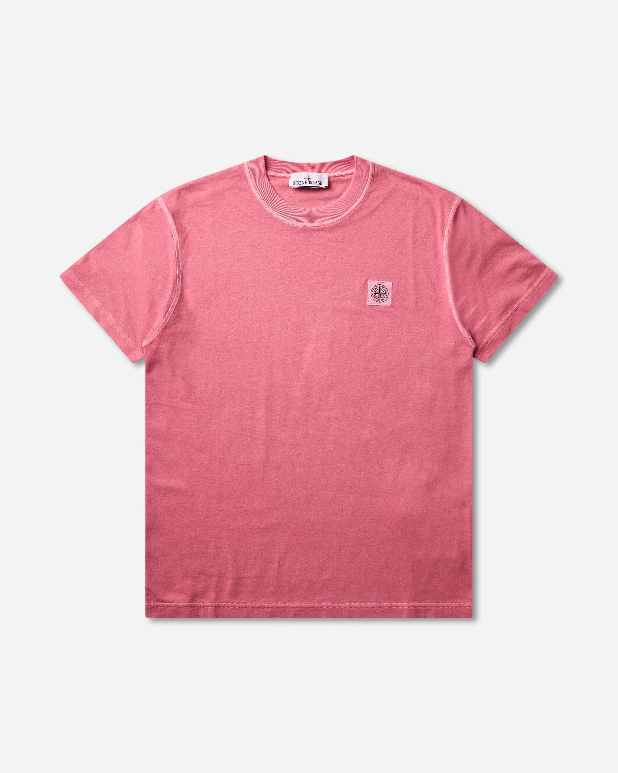 Stone Island Men's Organic Cotton Jersey 'FISSATO' Effect T-Shirt Geranium