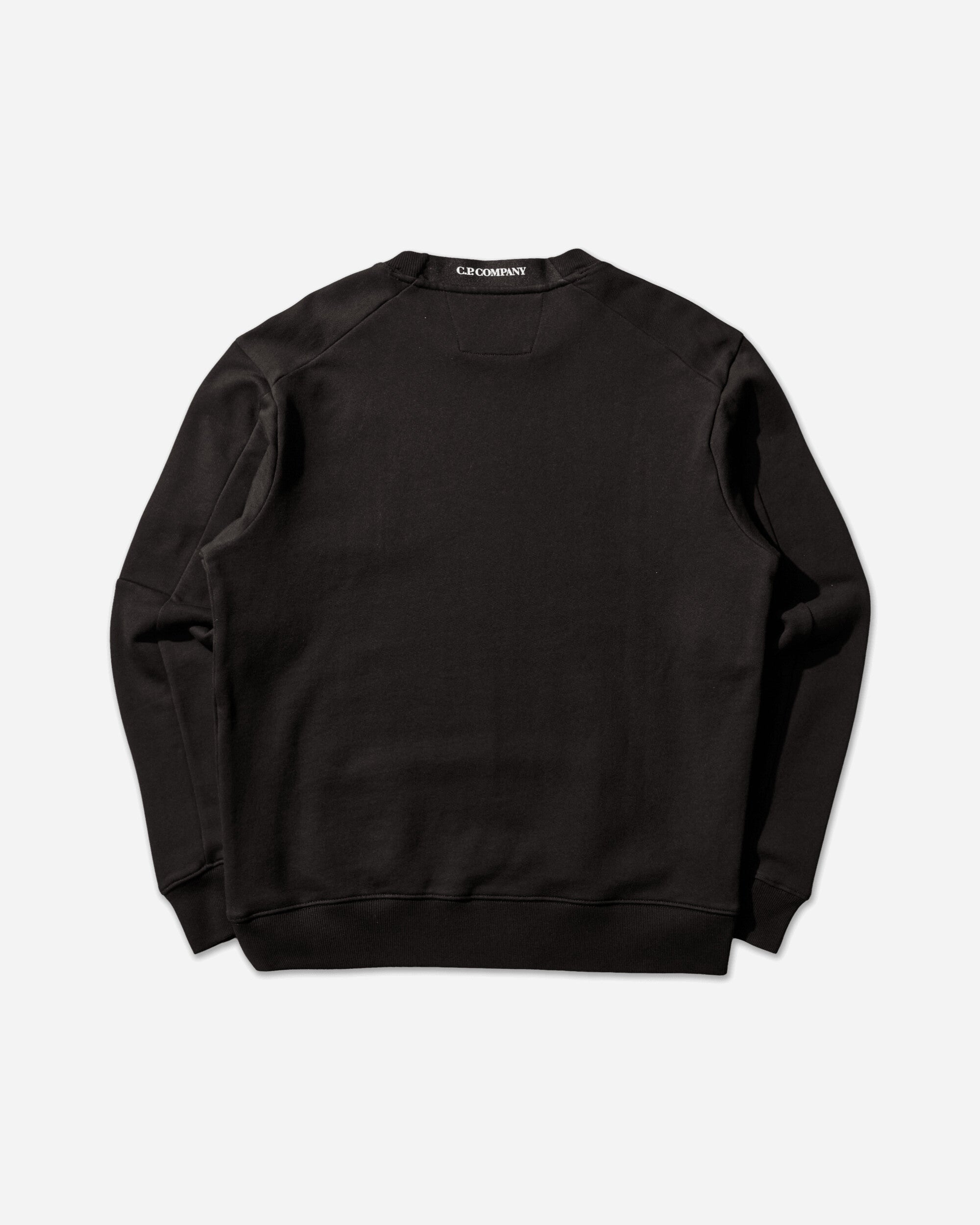 C.P. Company Men's Diagonal Raised Fleece Crewneck Sweatshirt Black, view 2