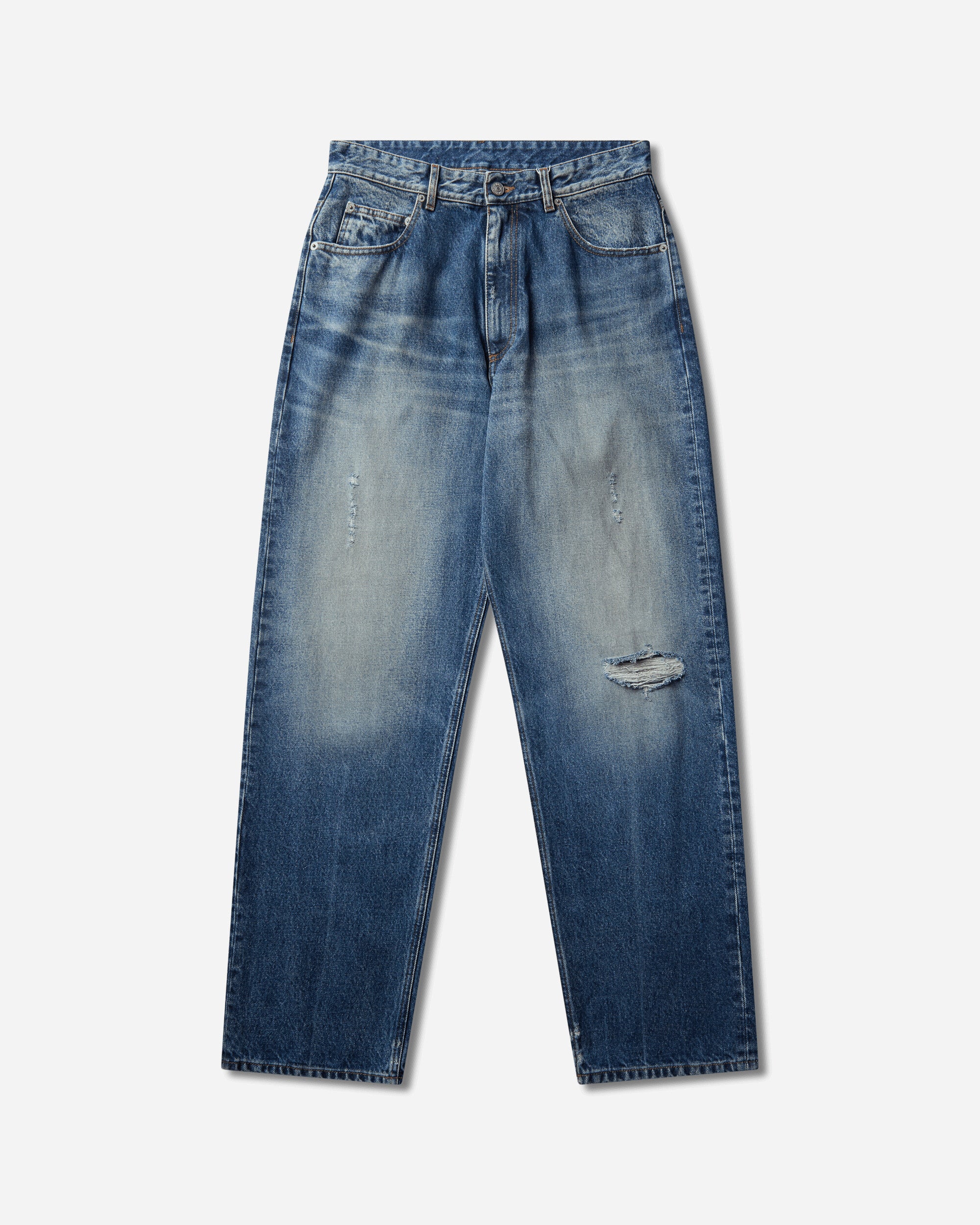 MM6 Maison Margiela Men's Distressed Straight Leg Jeans Medium Blue