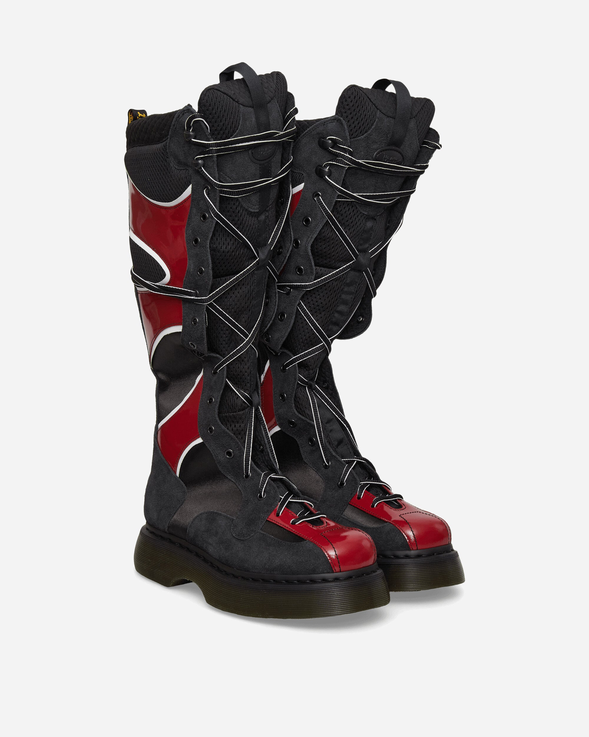 Dr. Martens Women's Buzz Boxer 18 Eye Boots Black / Scarlet Red, view 2