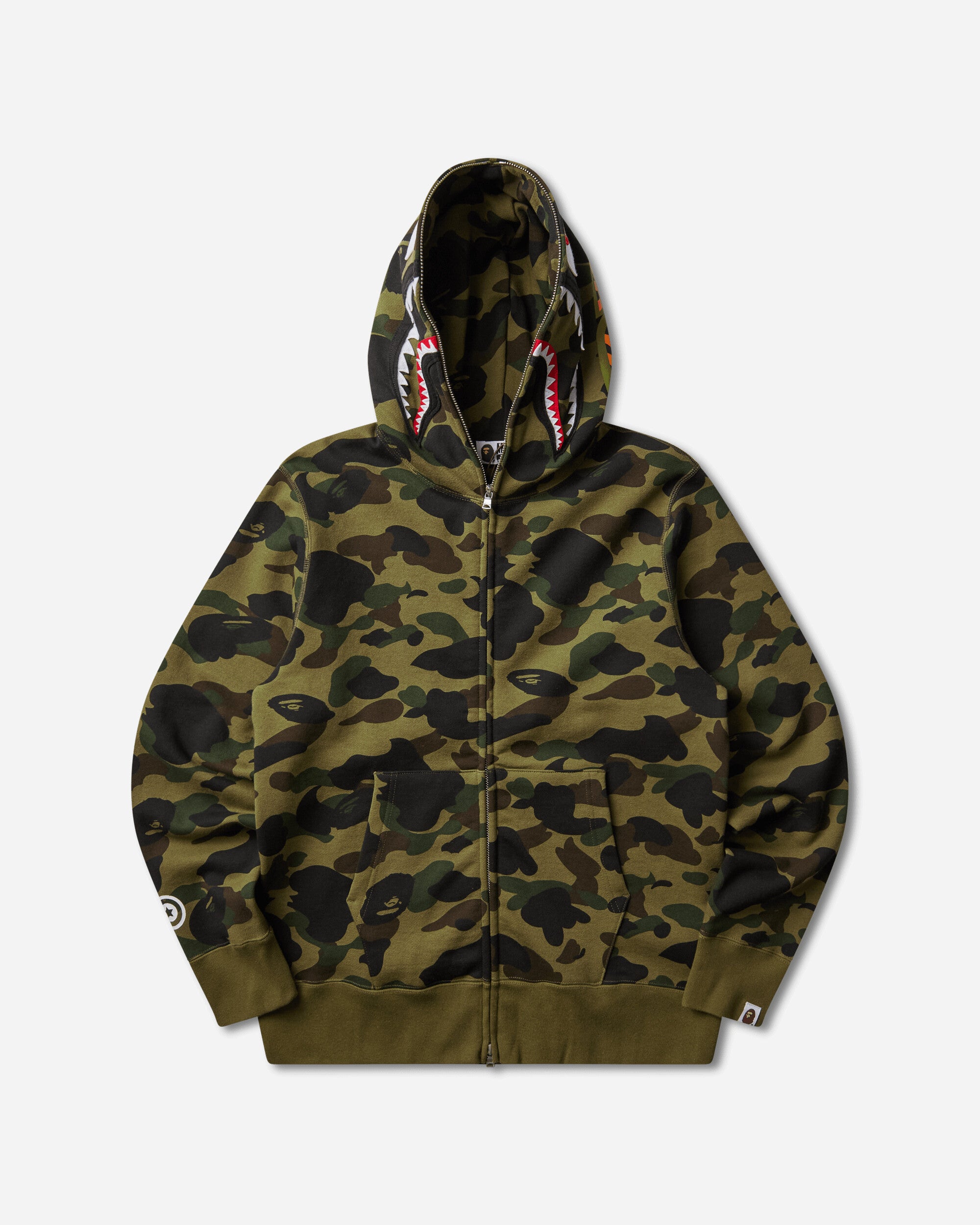 A Bathing Ape Men's 1st Camo Shark Full Zip Hoodie Green, view 2