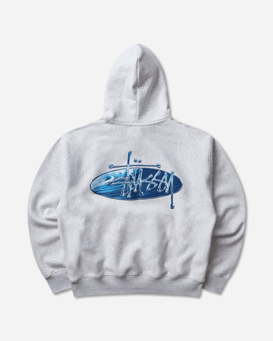 Stüssy Wave Oval Hoodie Ash Heather, view 2