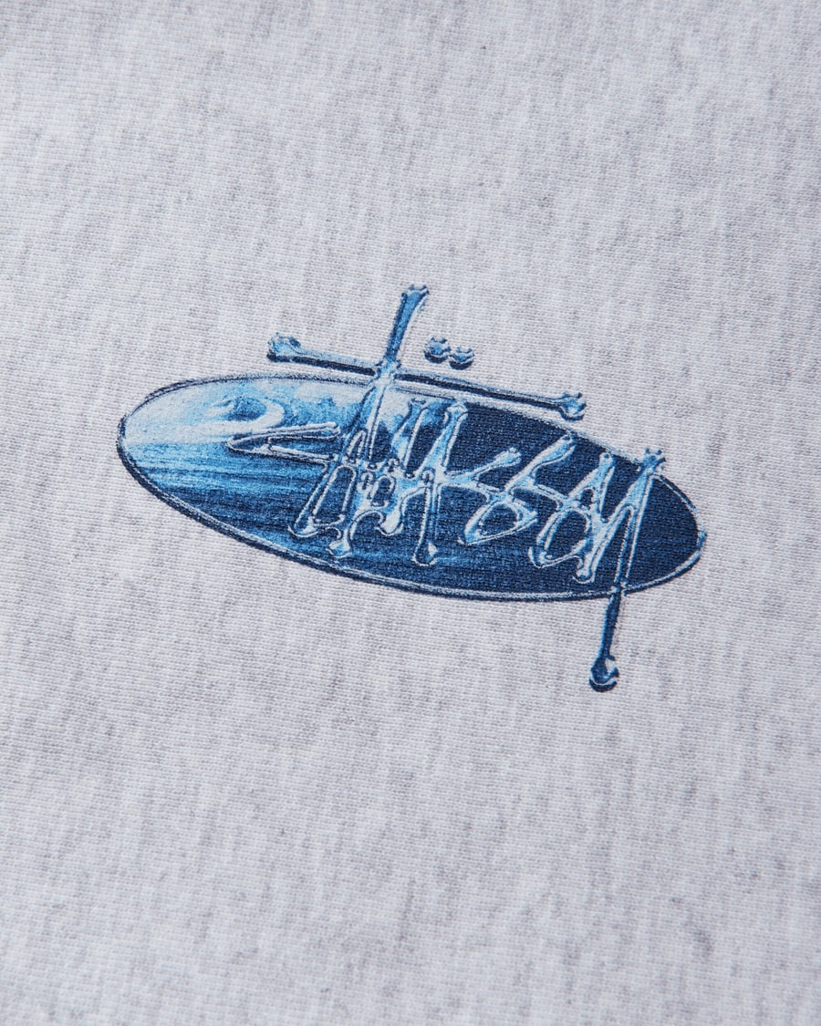 Stüssy Wave Oval Hoodie Ash Heather, view 3