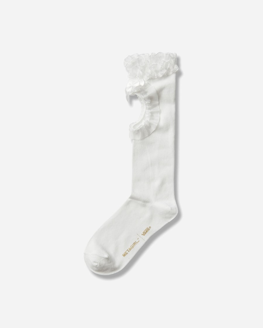 Vans MetaGirl Ruffle Knee High Socks White, view 2