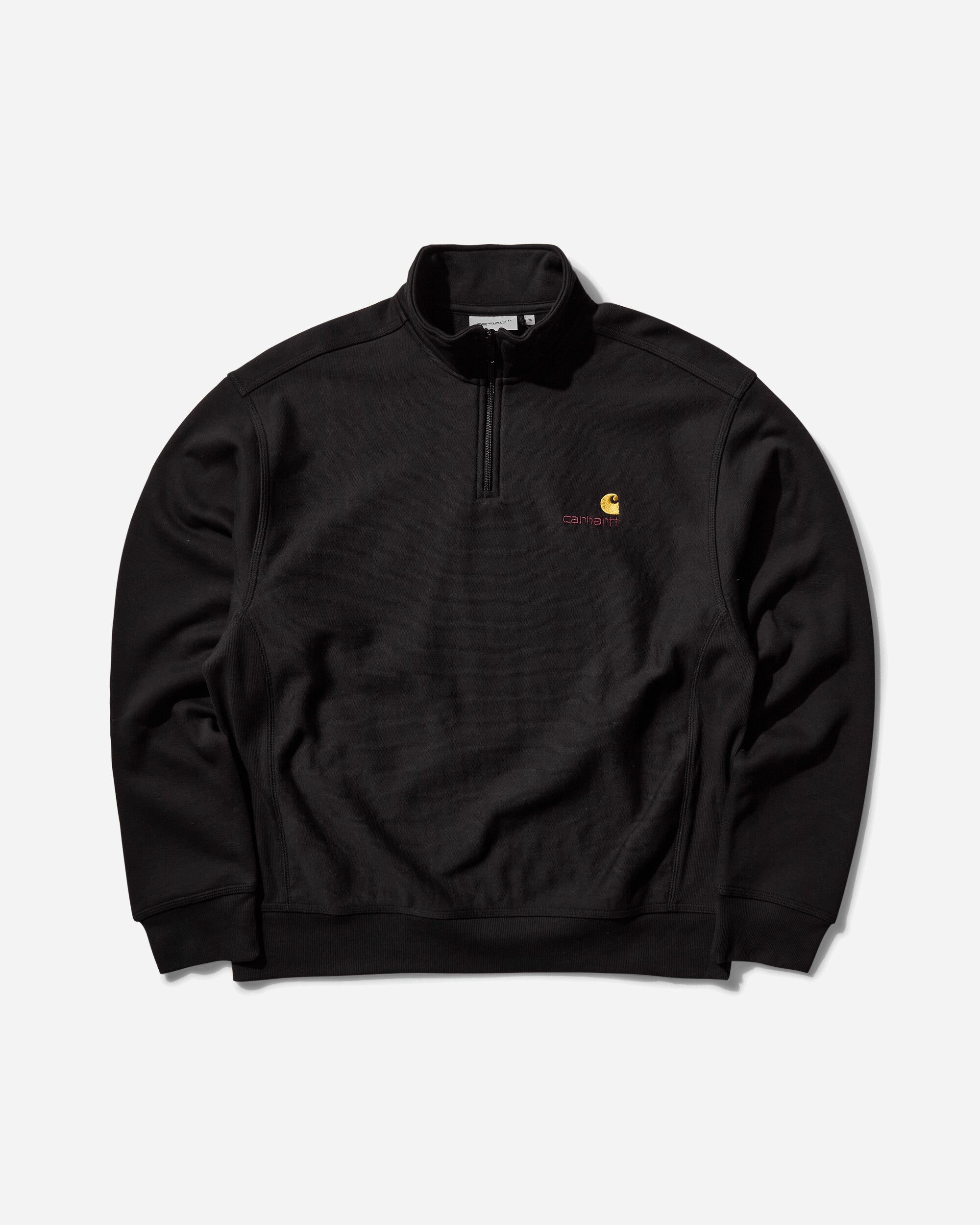 Carhartt WIP Men's Half Zip American Script Sweashirt Black