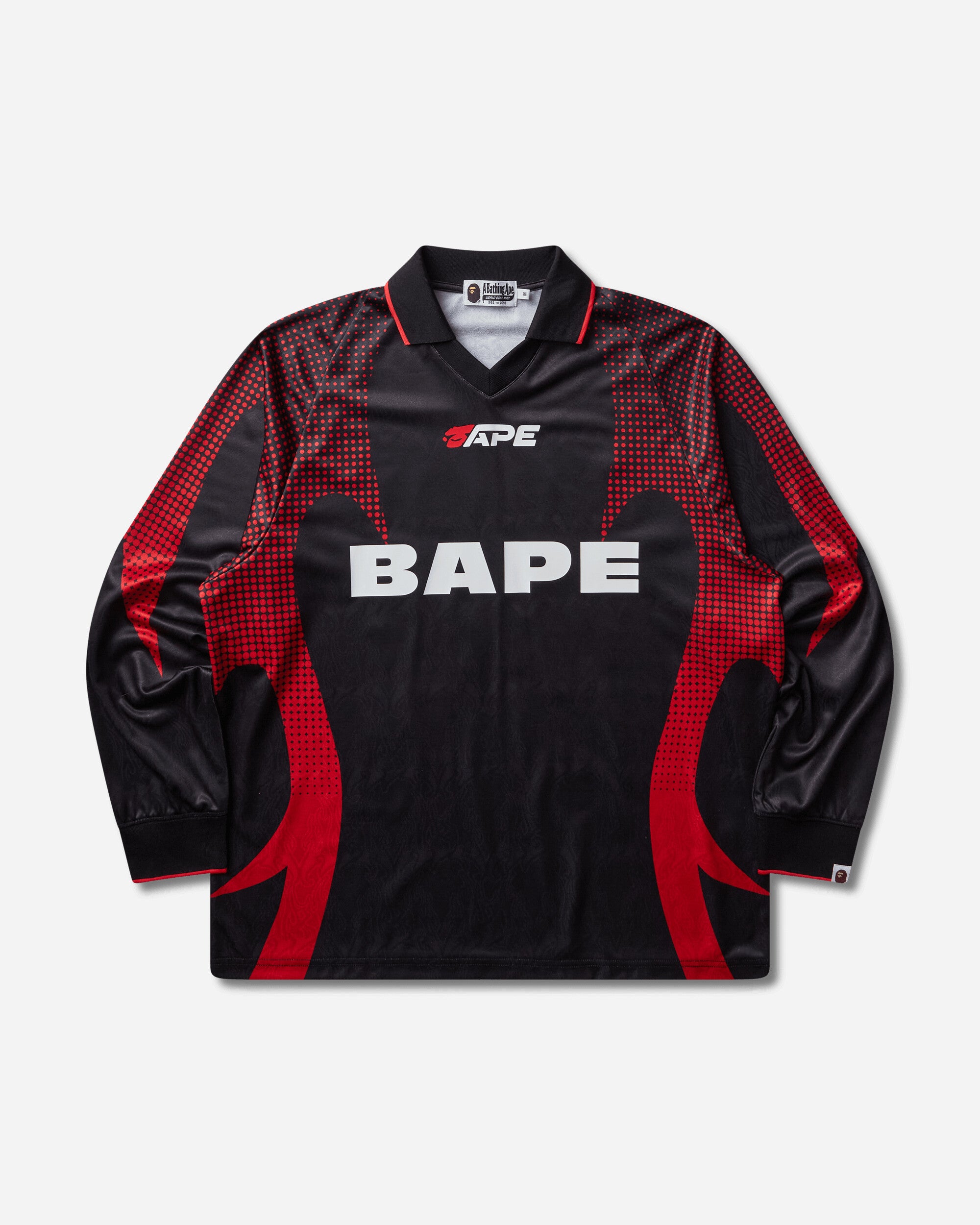 A Bathing Ape Men's Ape Flame Monogram Jacquard Logo Relaxed Fit Football Jersey Black