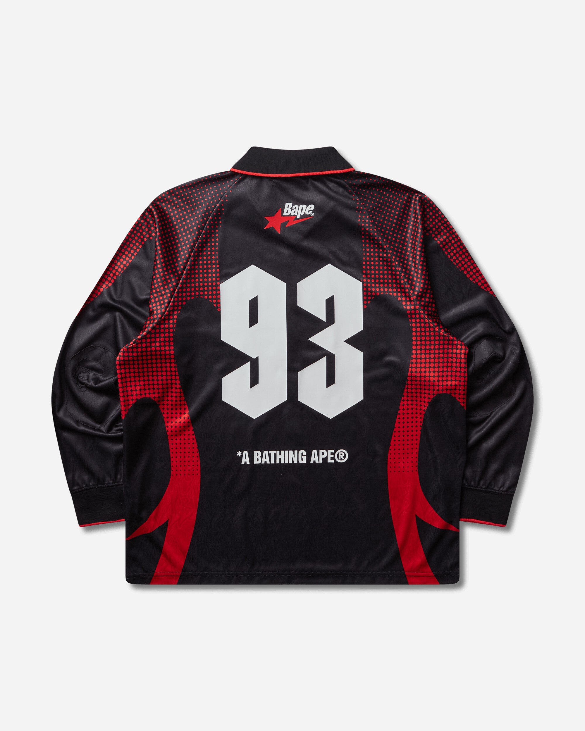 A Bathing Ape Men's Ape Flame Monogram Jacquard Logo Relaxed Fit Football Jersey Black, view 2