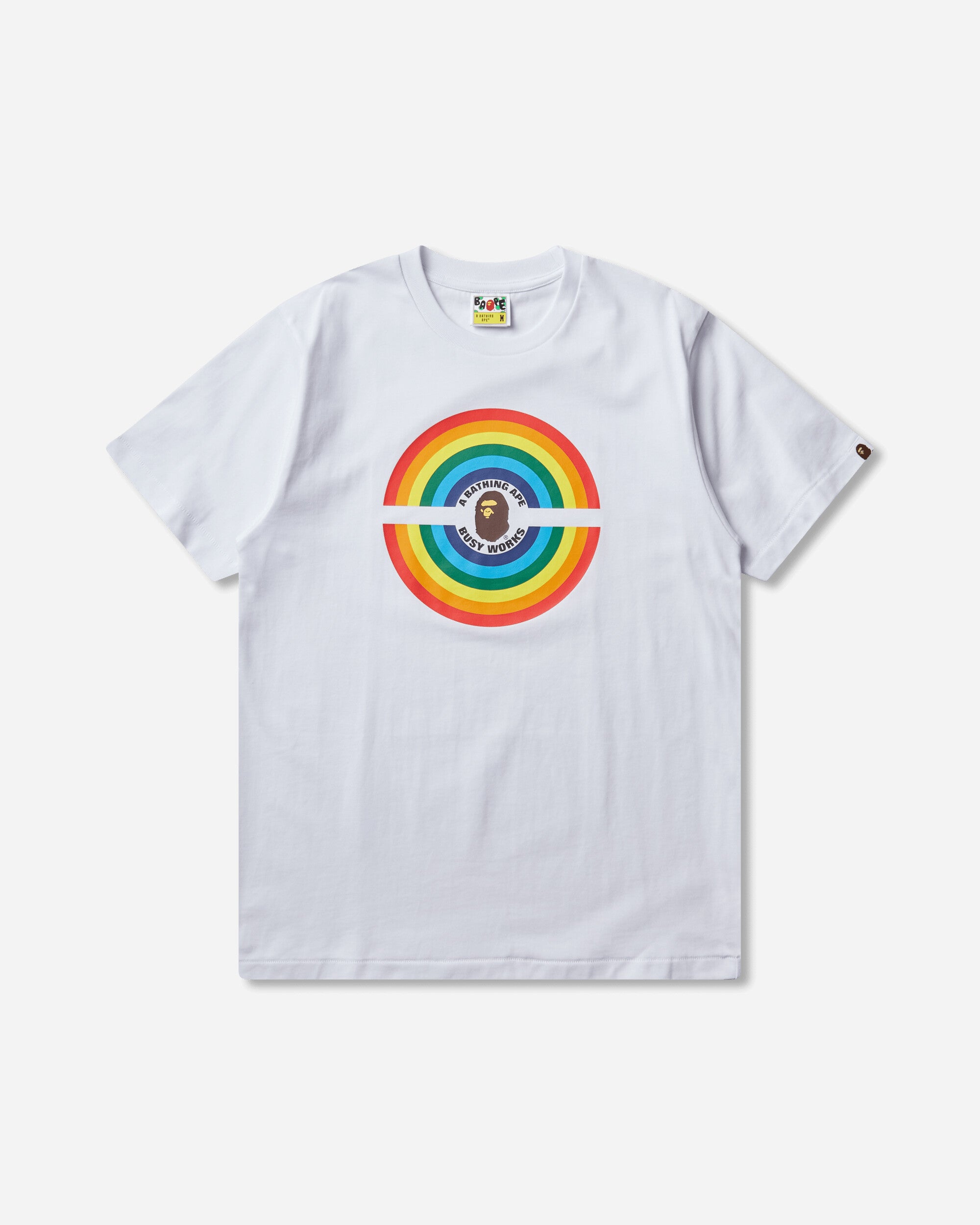 A Bathing Ape Men's Rainbow Logo Busy Works T-Shirt White