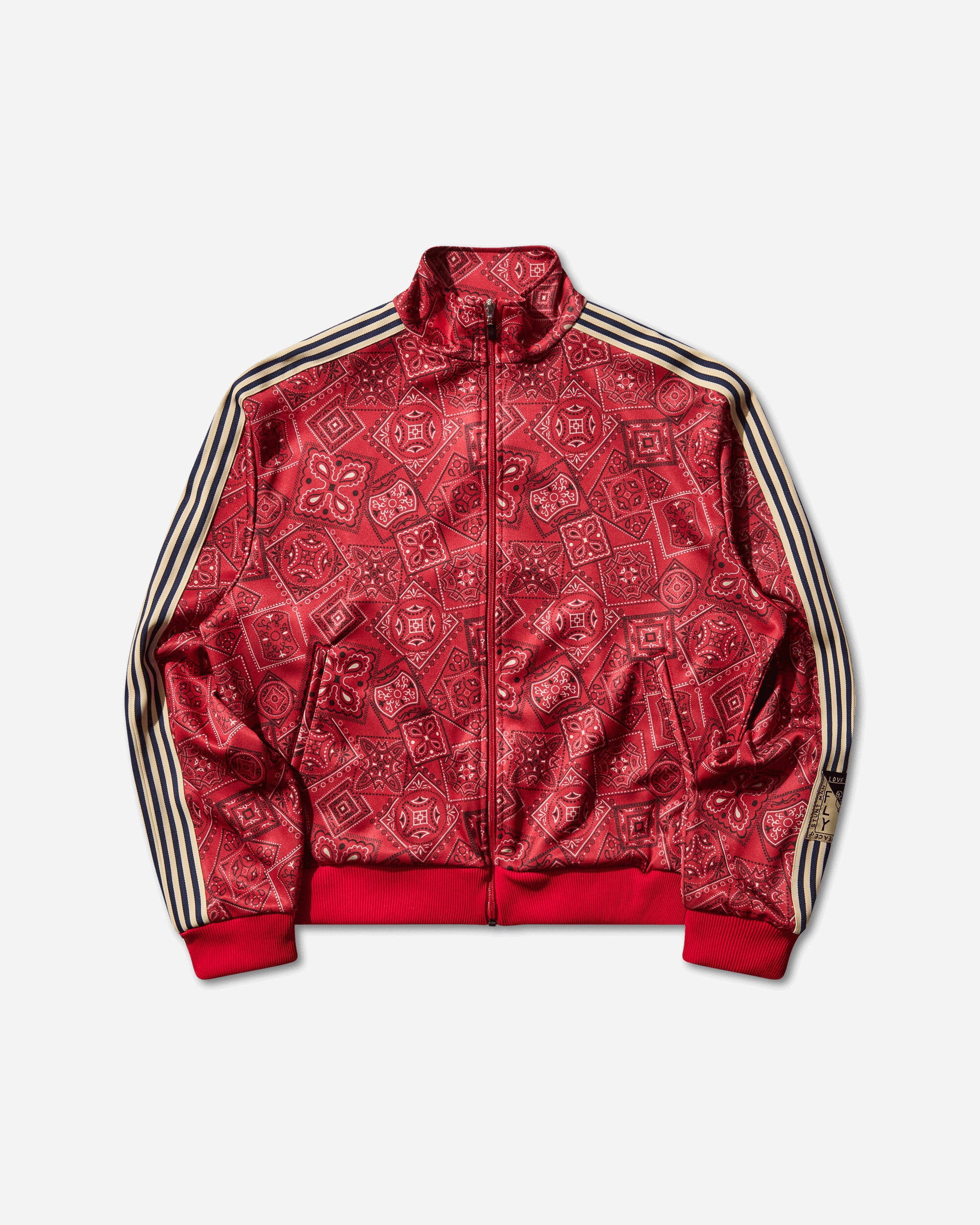 KAPITAL Men's Smooth Jersey Cookie Bandana Track Jacket Red